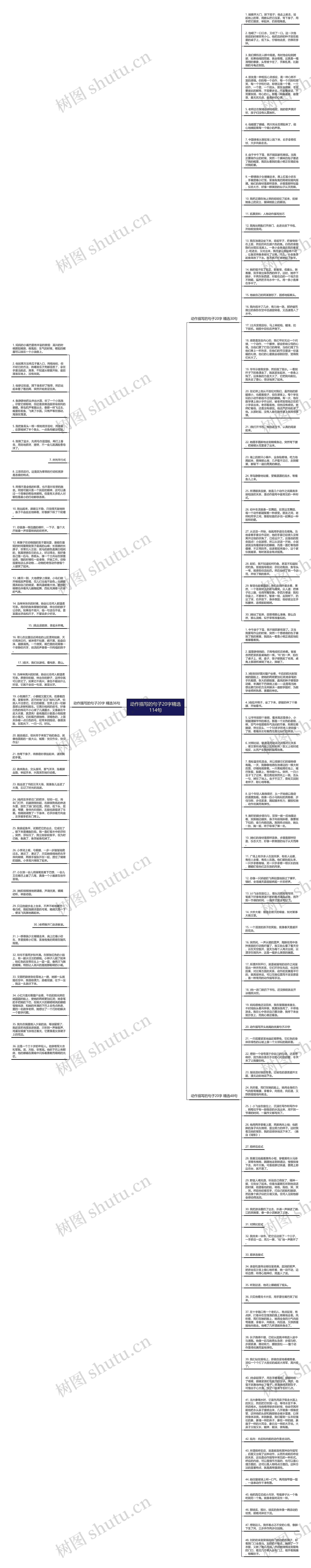 动作描写的句子20字精选114句思维导图