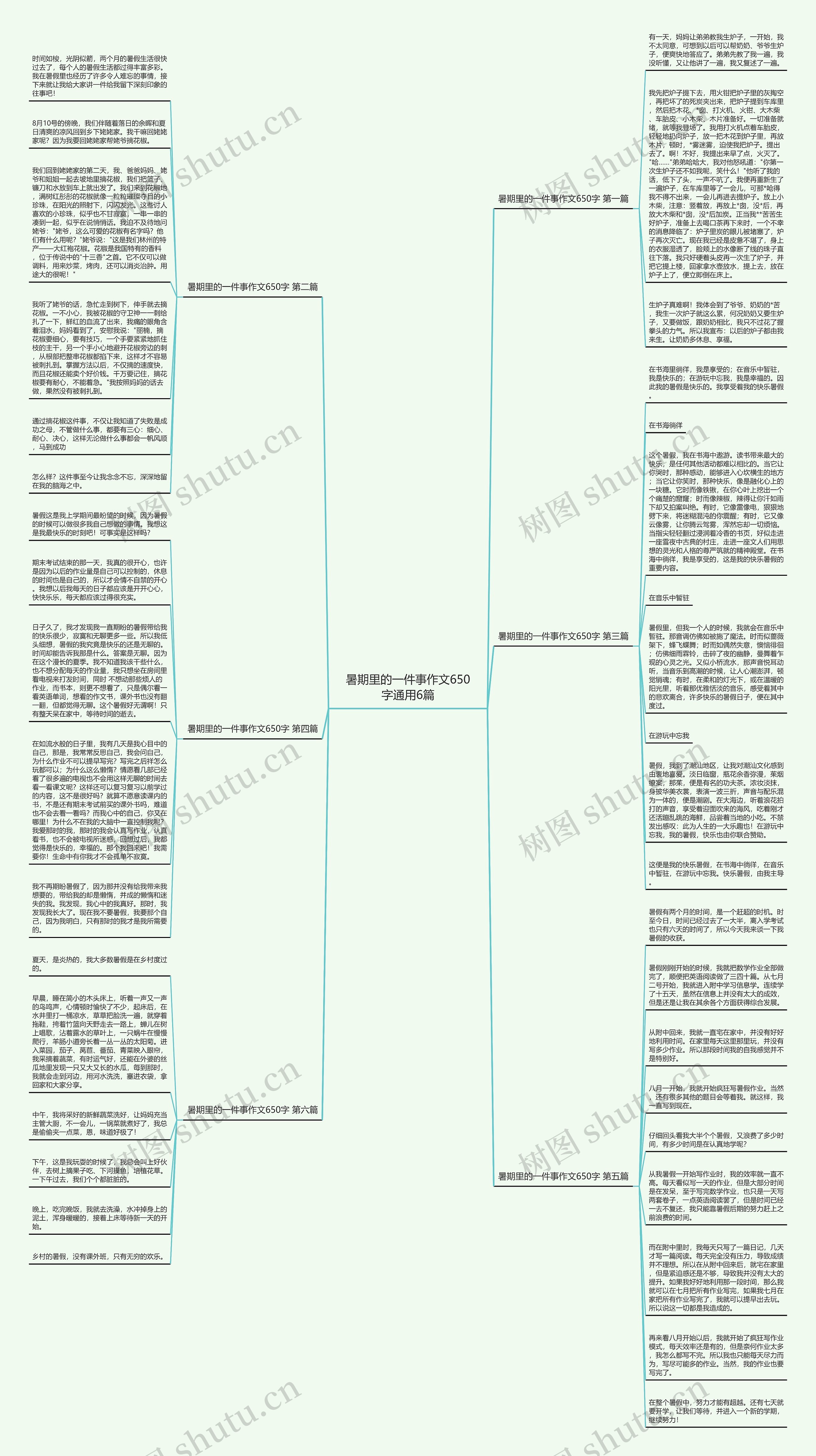暑期里的一件事作文650字通用6篇思维导图