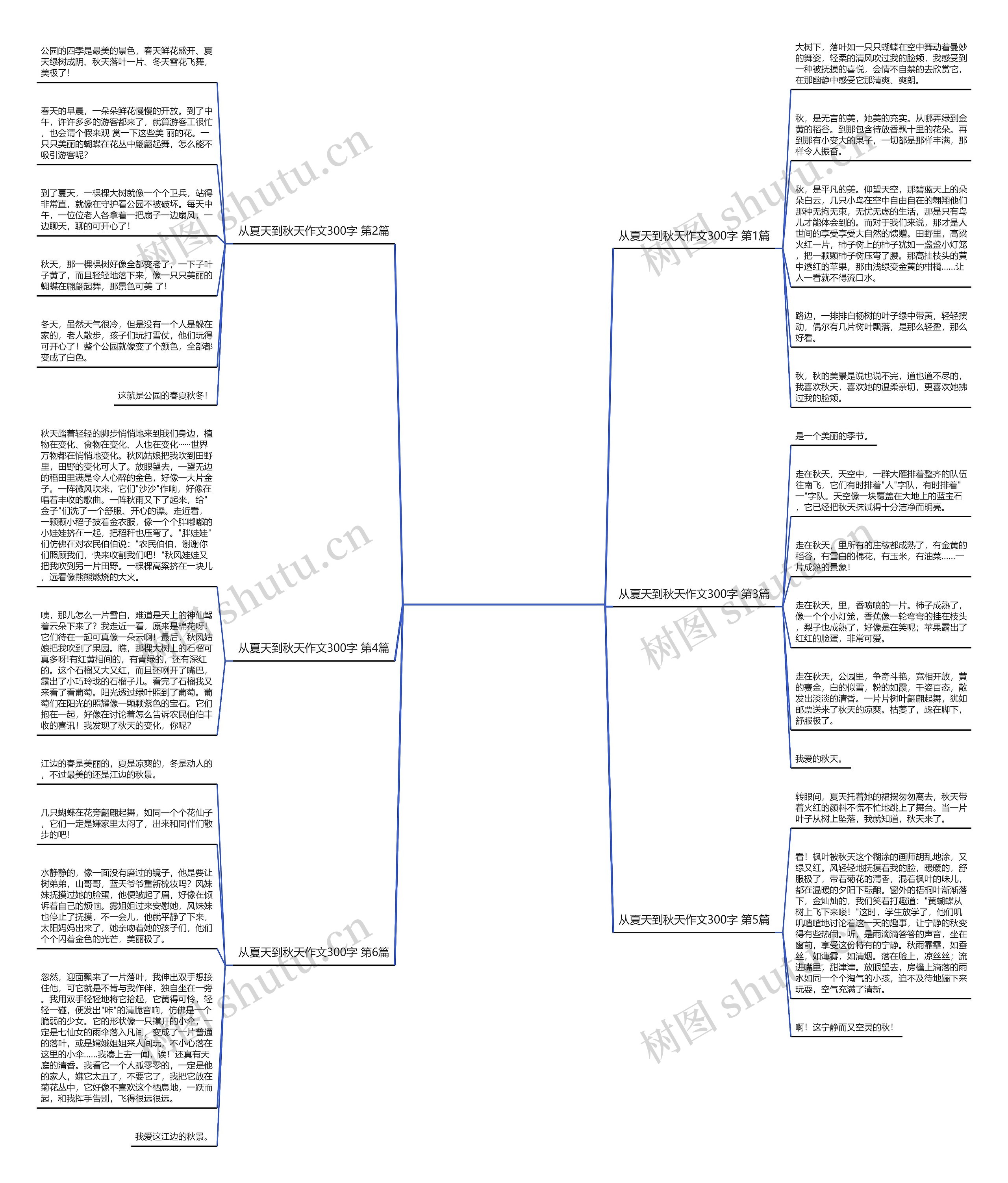 从夏天到秋天作文300字(合集6篇)思维导图