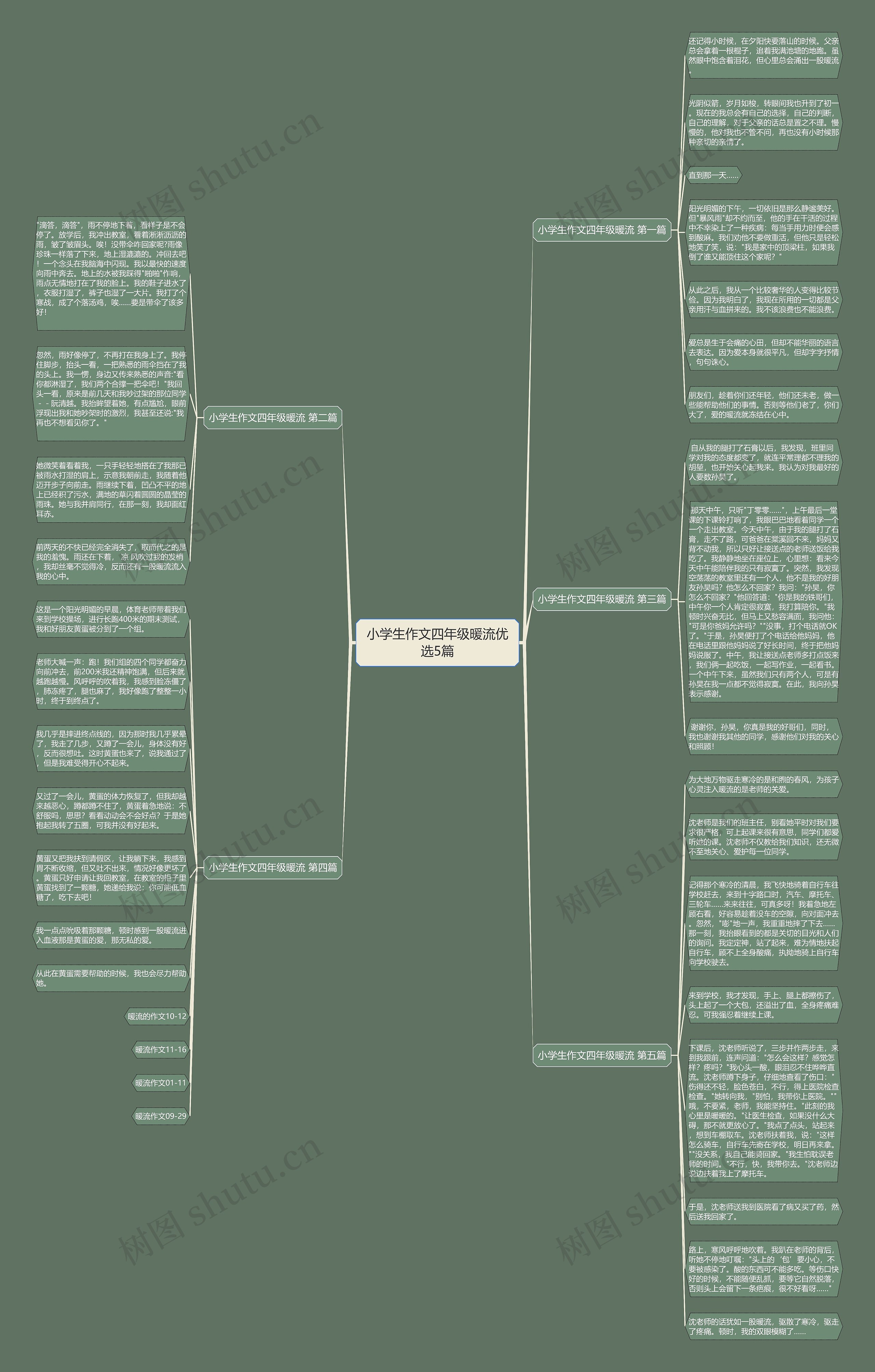 小学生作文四年级暖流优选5篇思维导图