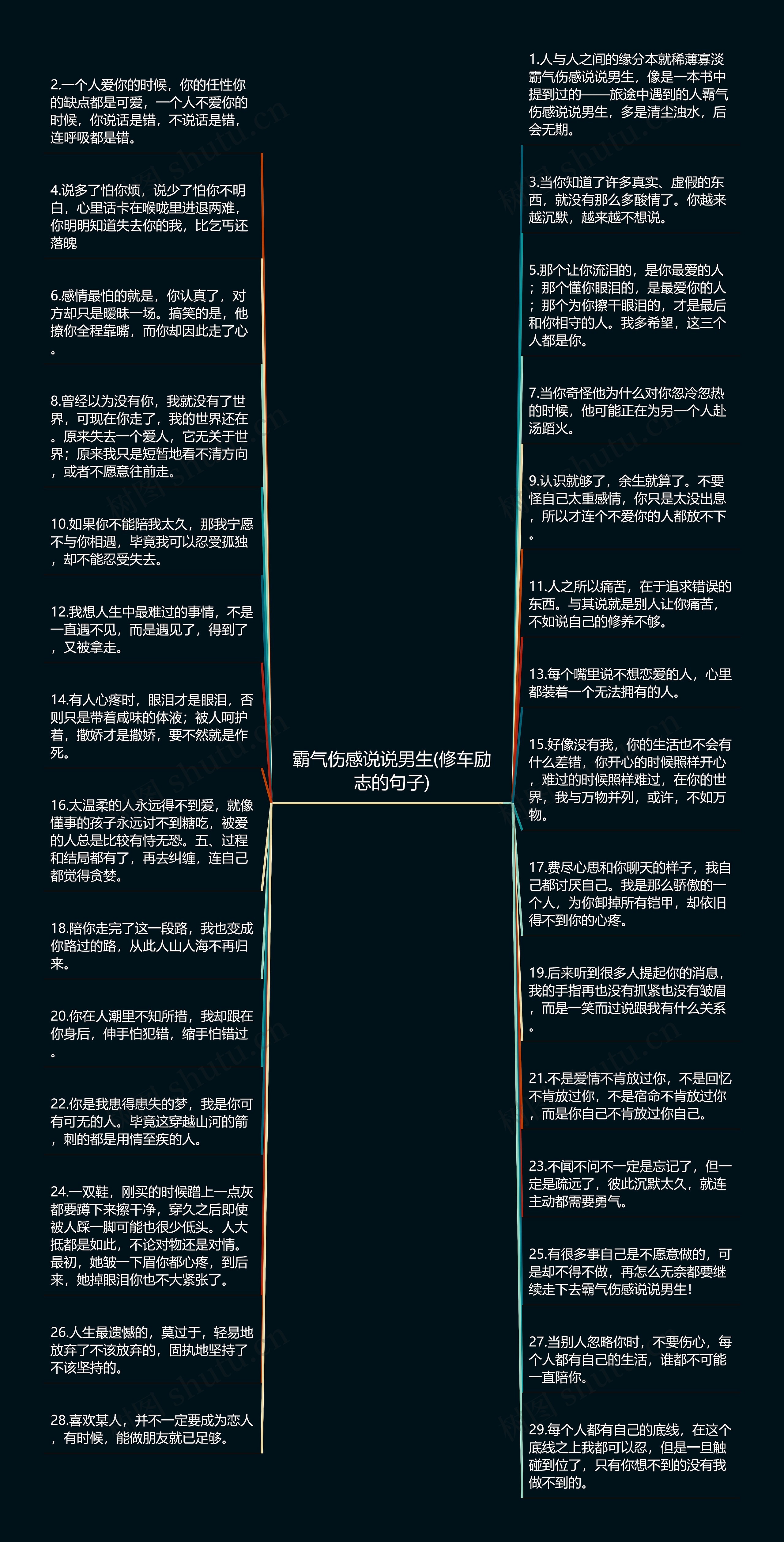 霸气伤感说说男生(修车励志的句子)思维导图