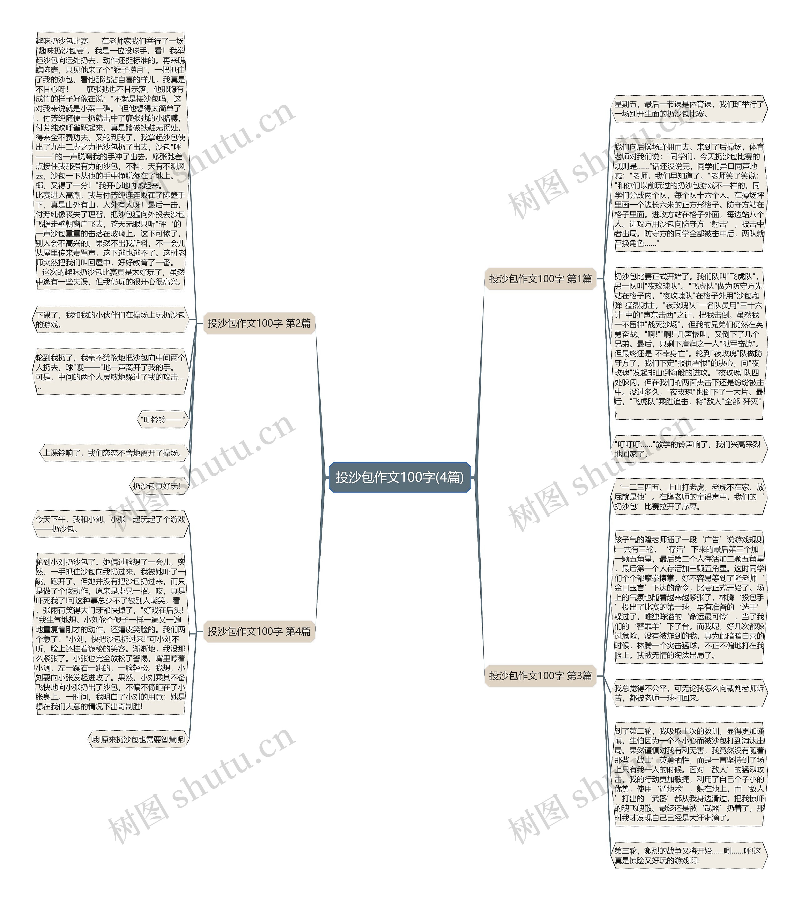 投沙包作文100字(4篇)思维导图