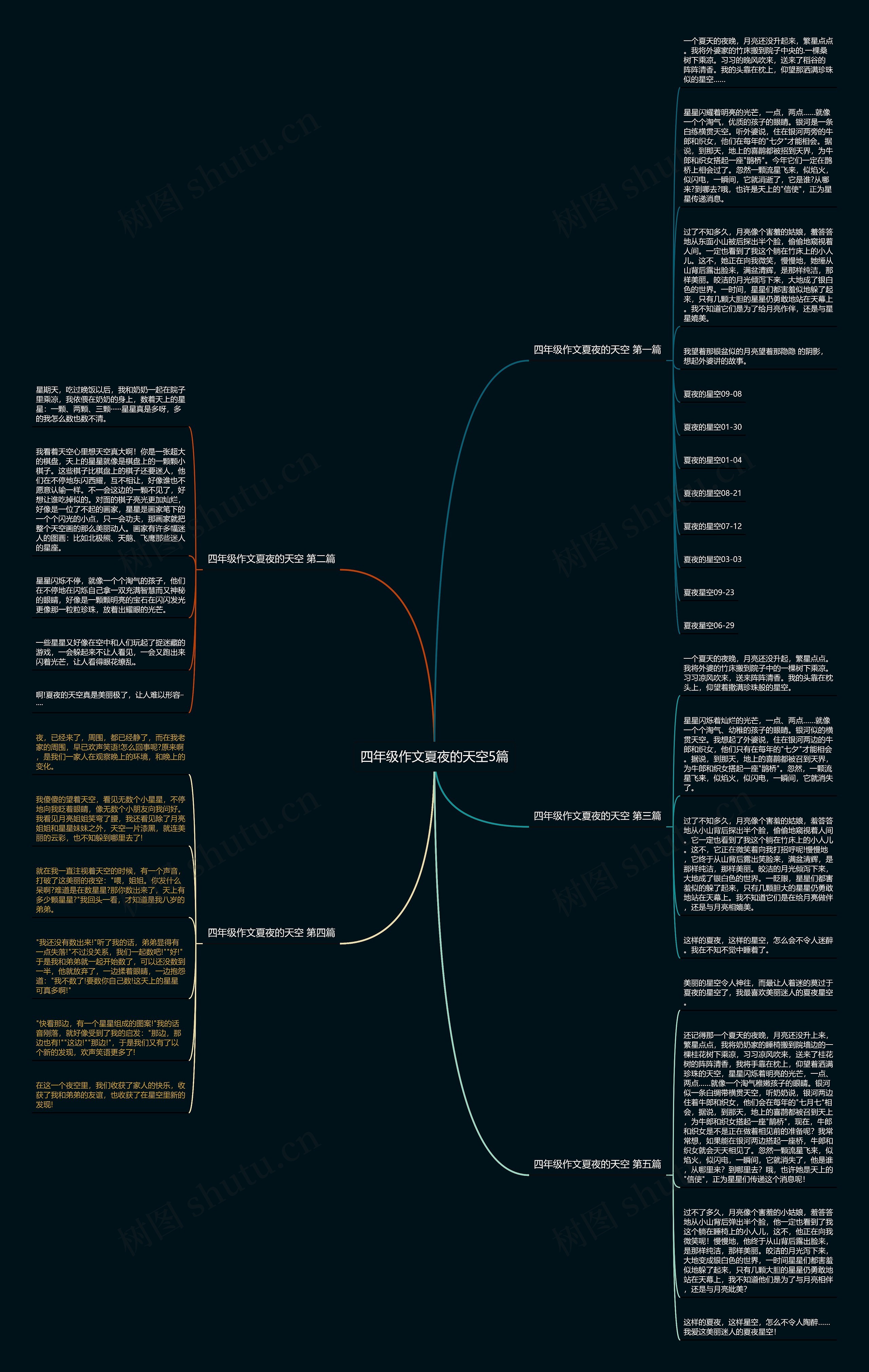 四年级作文夏夜的天空5篇思维导图