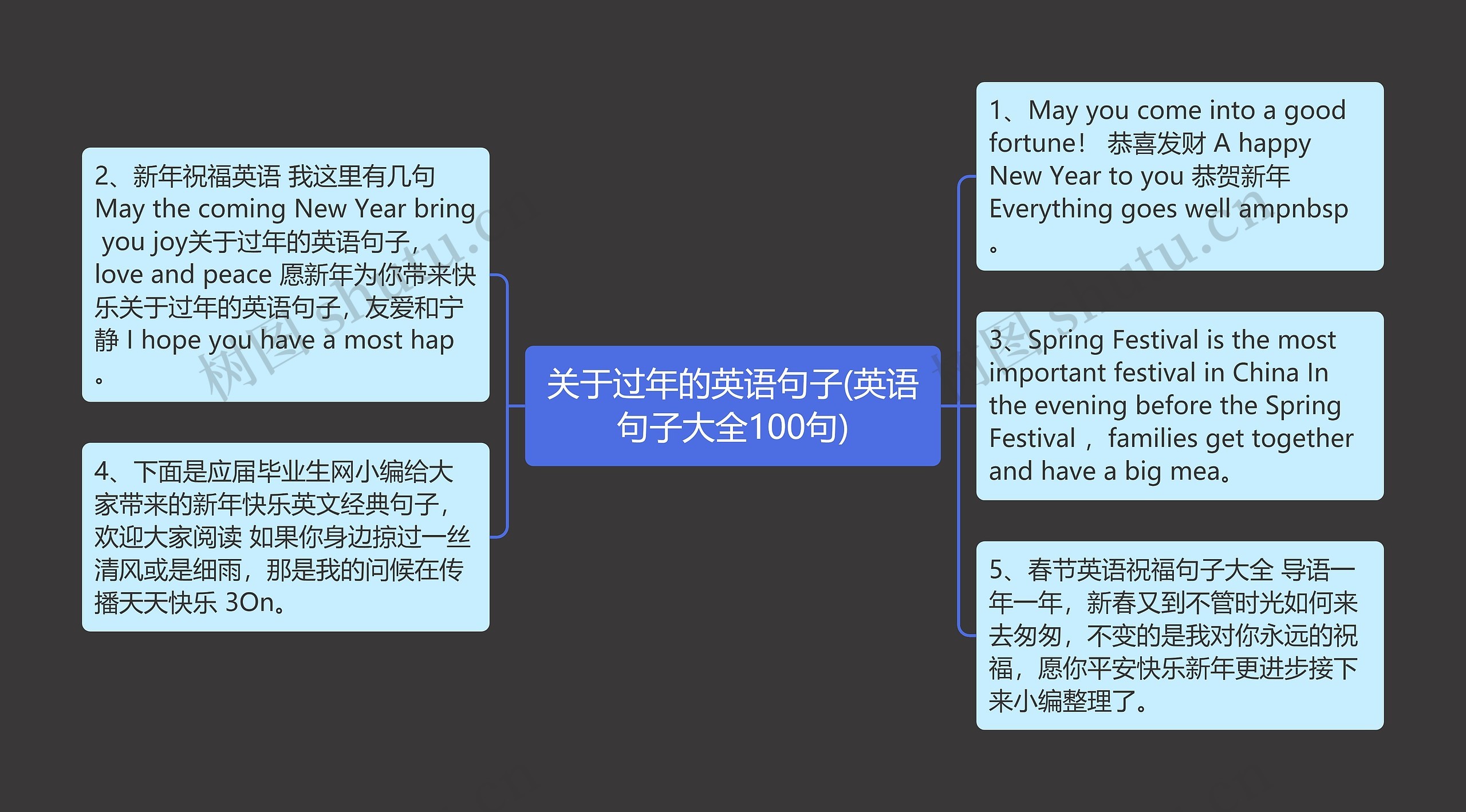 关于过年的英语句子(英语句子大全100句)思维导图