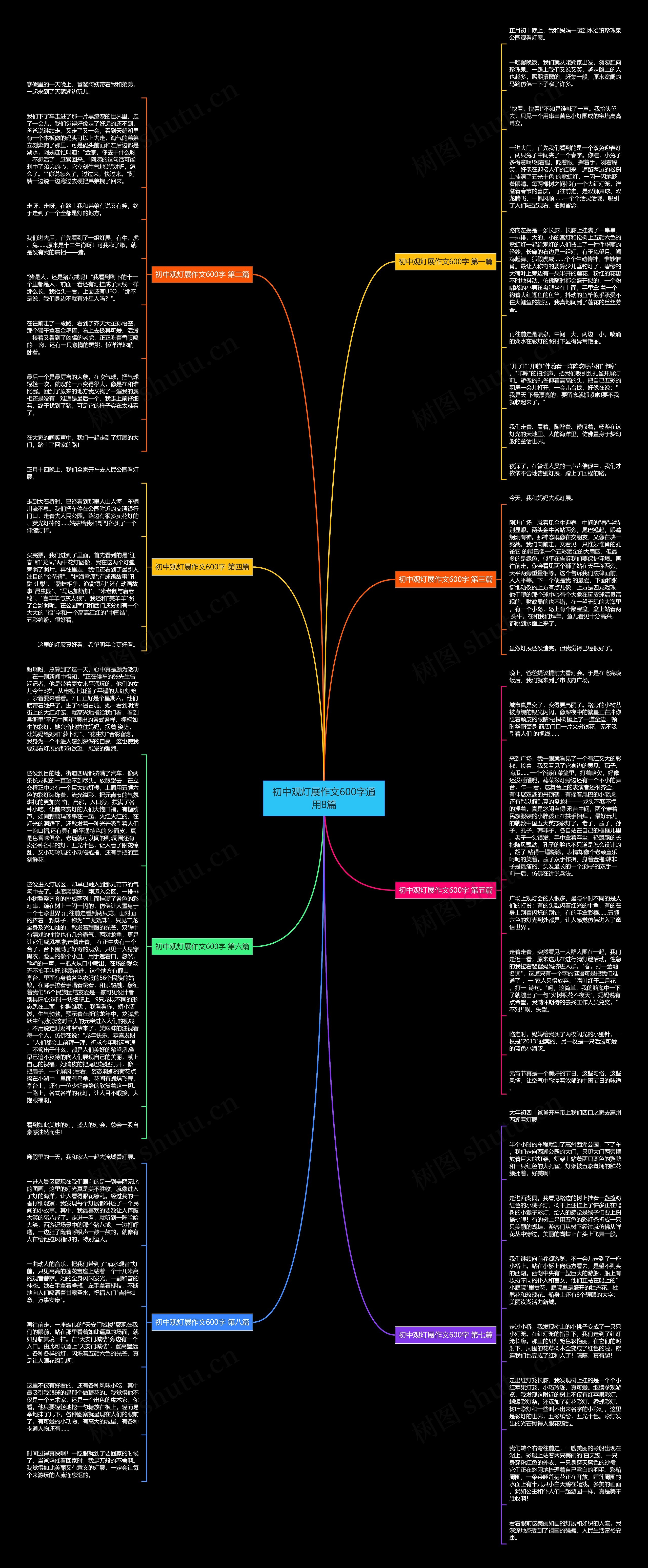 初中观灯展作文600字通用8篇思维导图