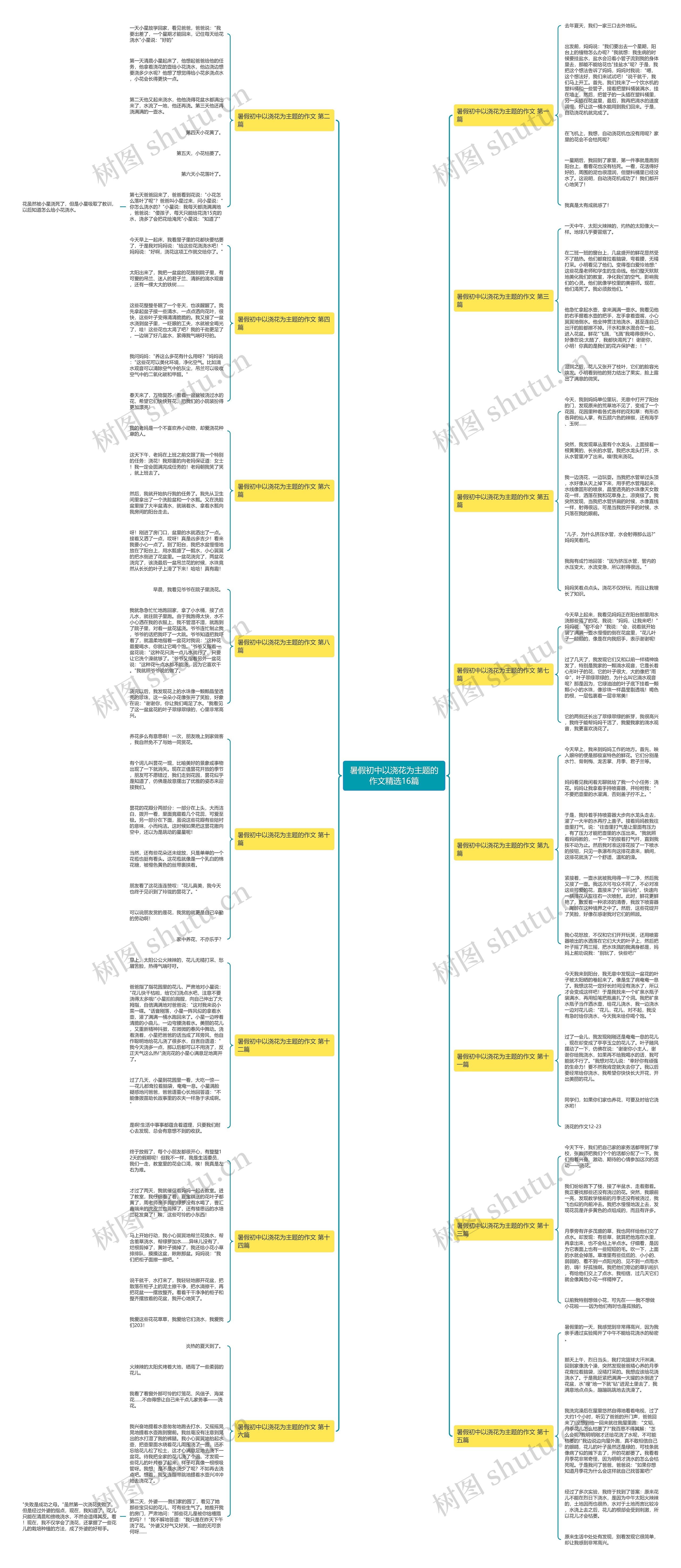 暑假初中以浇花为主题的作文精选16篇思维导图