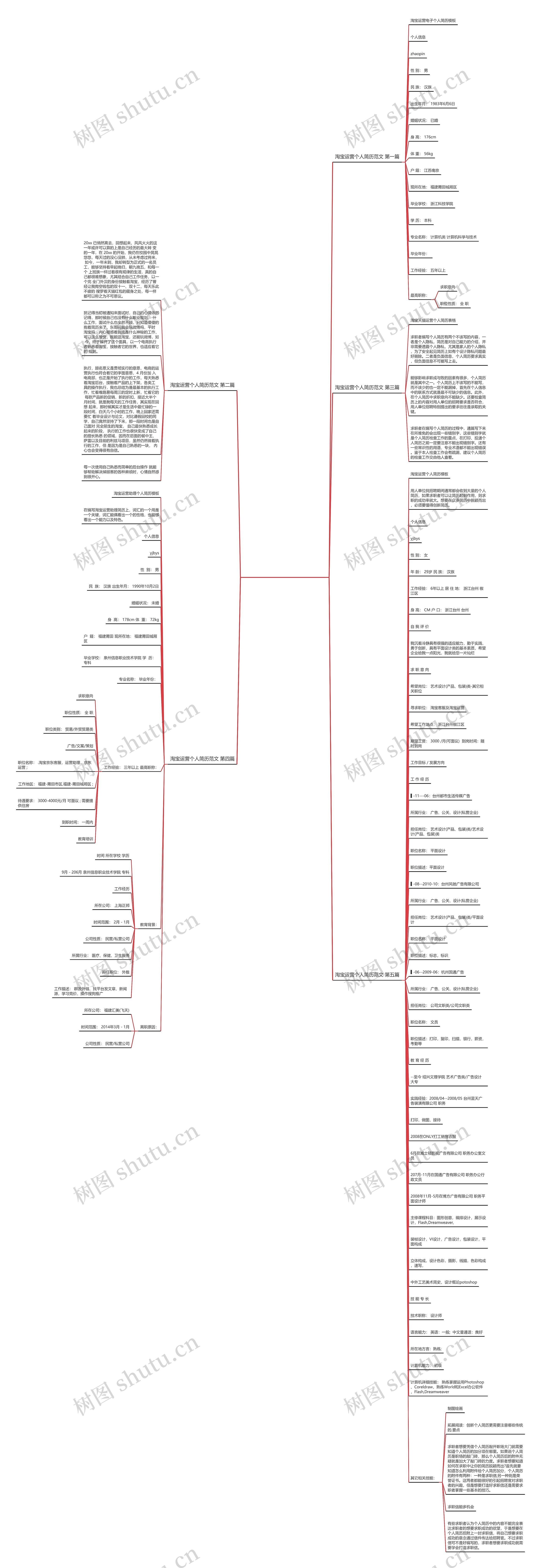 淘宝运营个人简历范文优选5篇思维导图