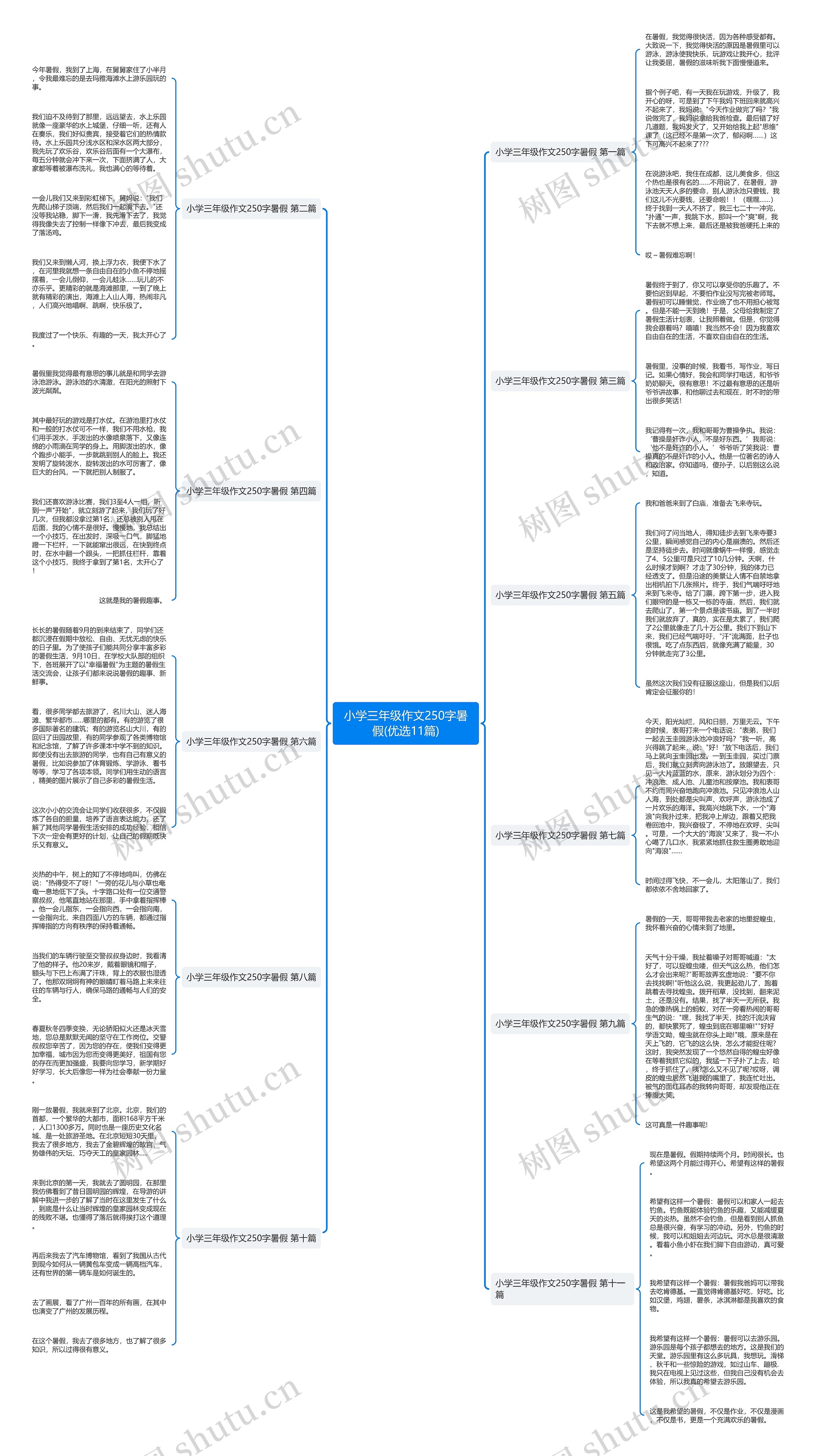 小学三年级作文250字暑假(优选11篇)思维导图