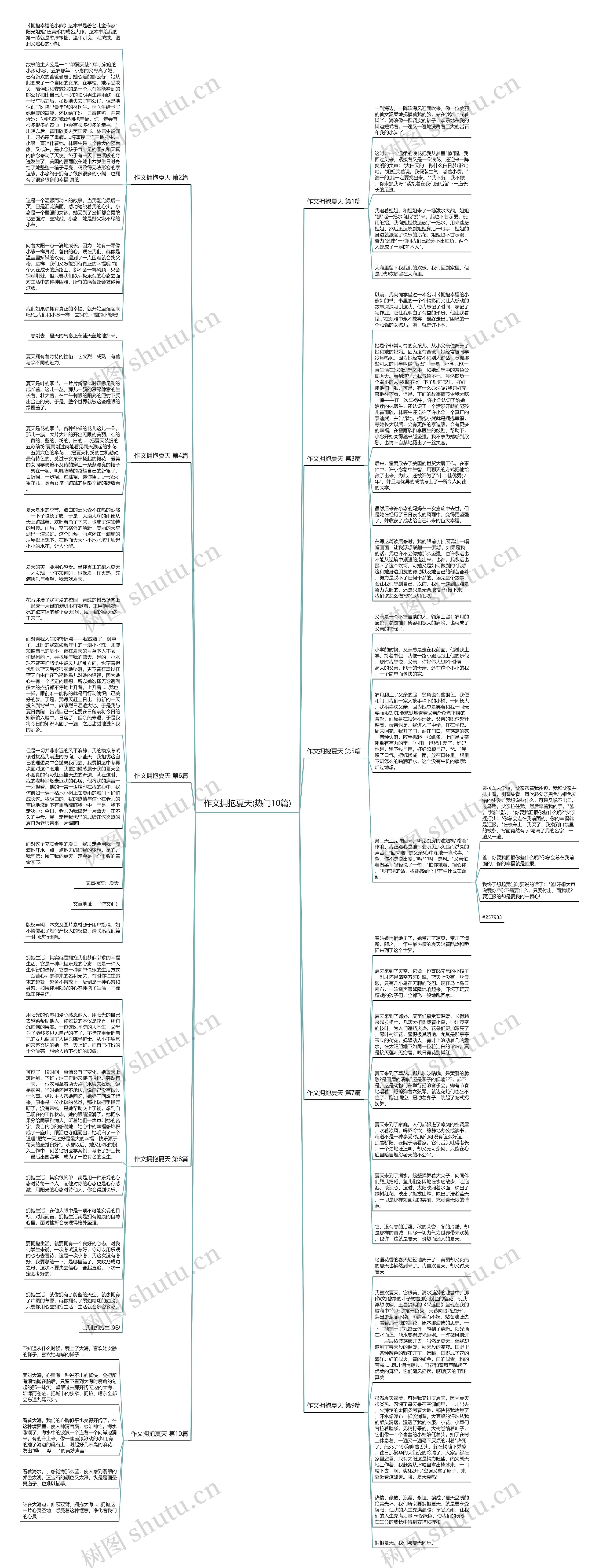 作文拥抱夏天(热门10篇)思维导图