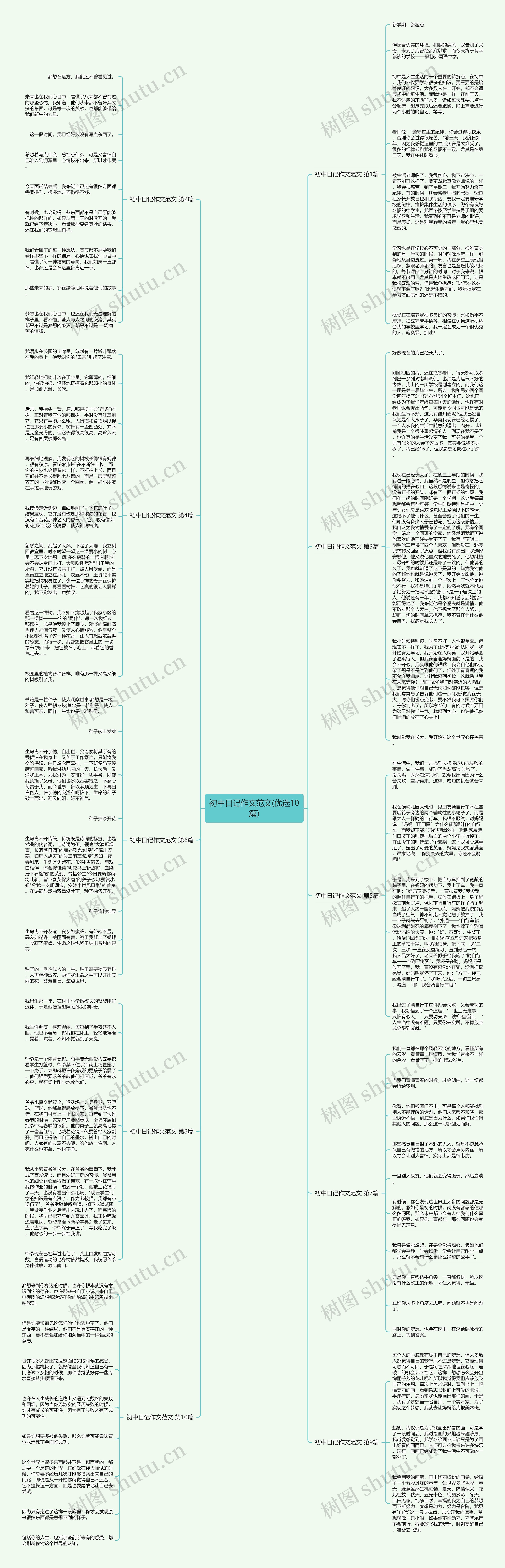 初中日记作文范文(优选10篇)思维导图