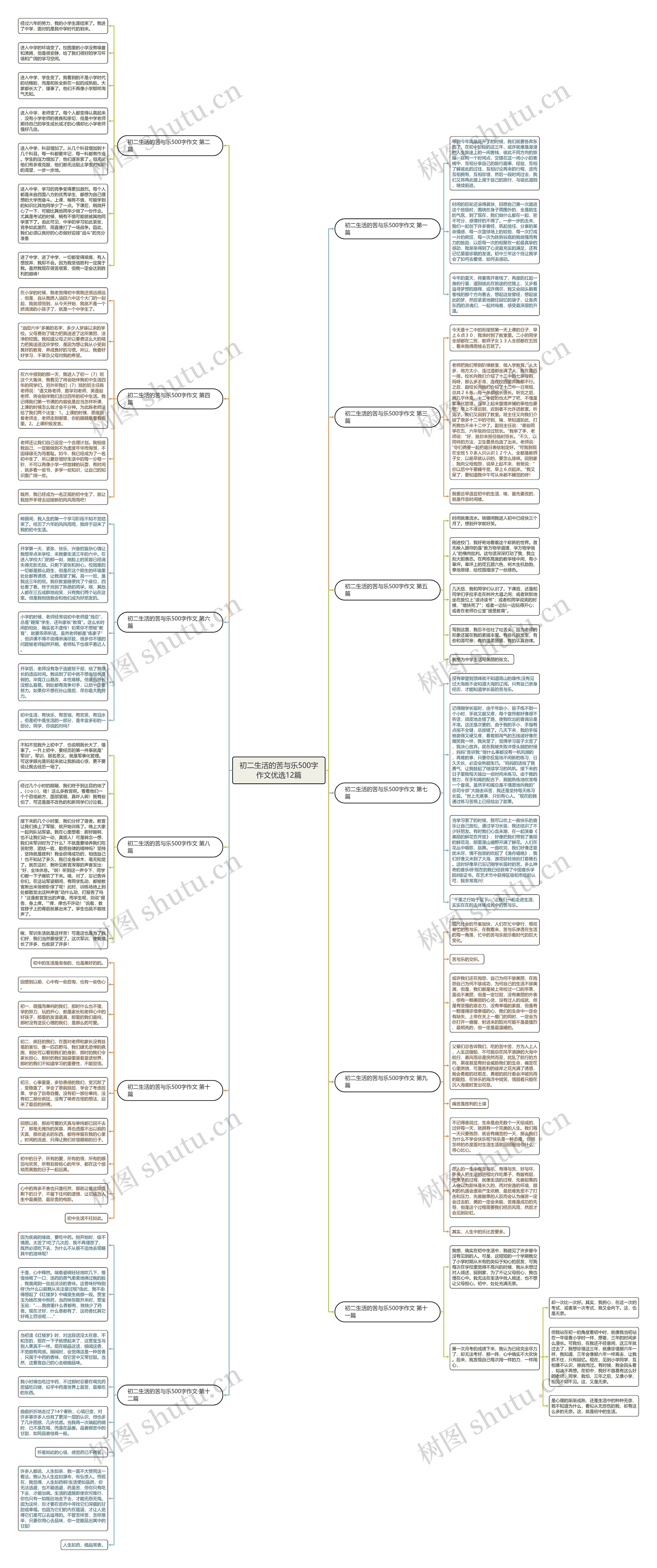 初二生活的苦与乐500字作文优选12篇思维导图