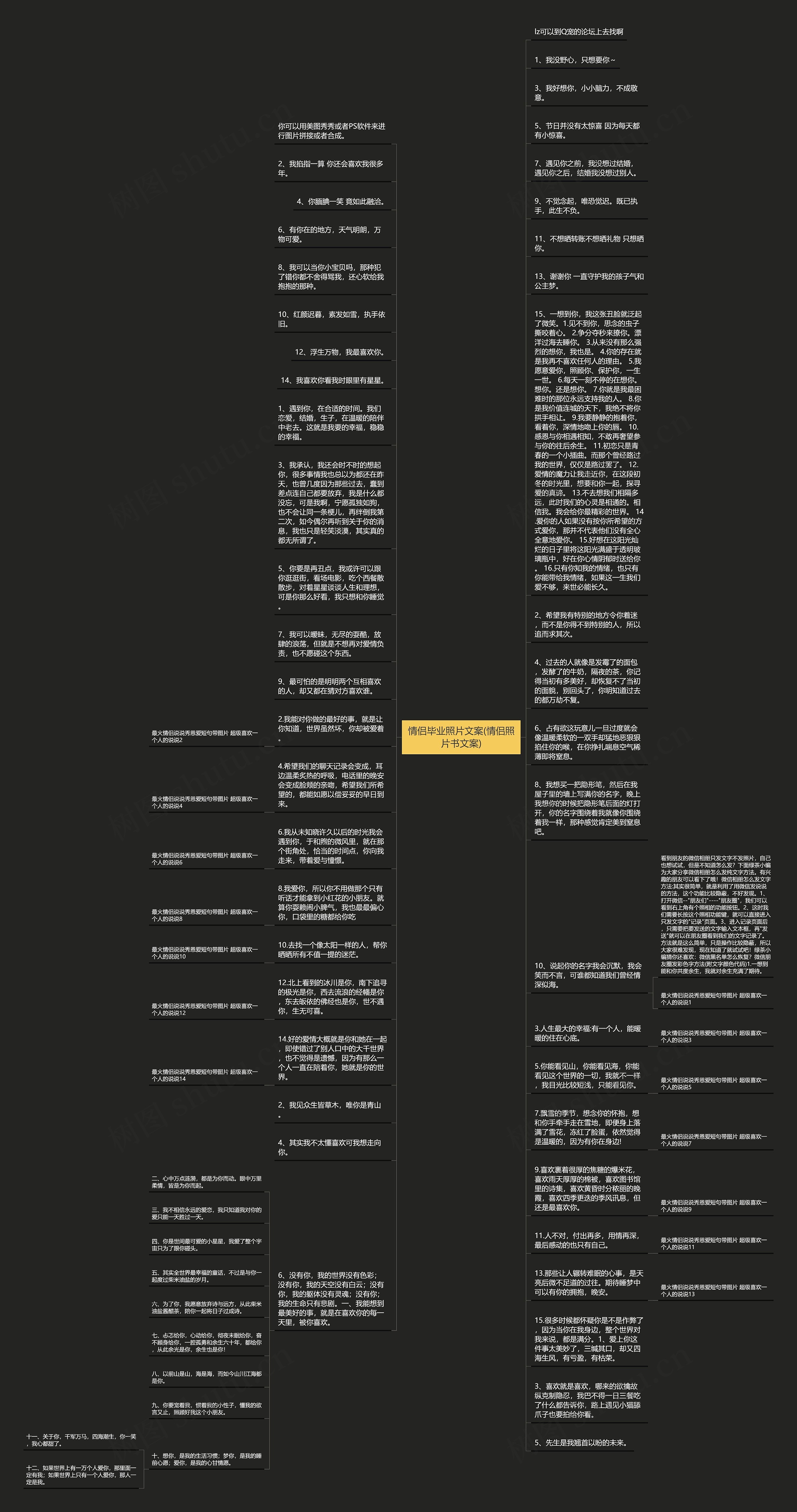 情侣毕业照片文案(情侣照片书文案)思维导图