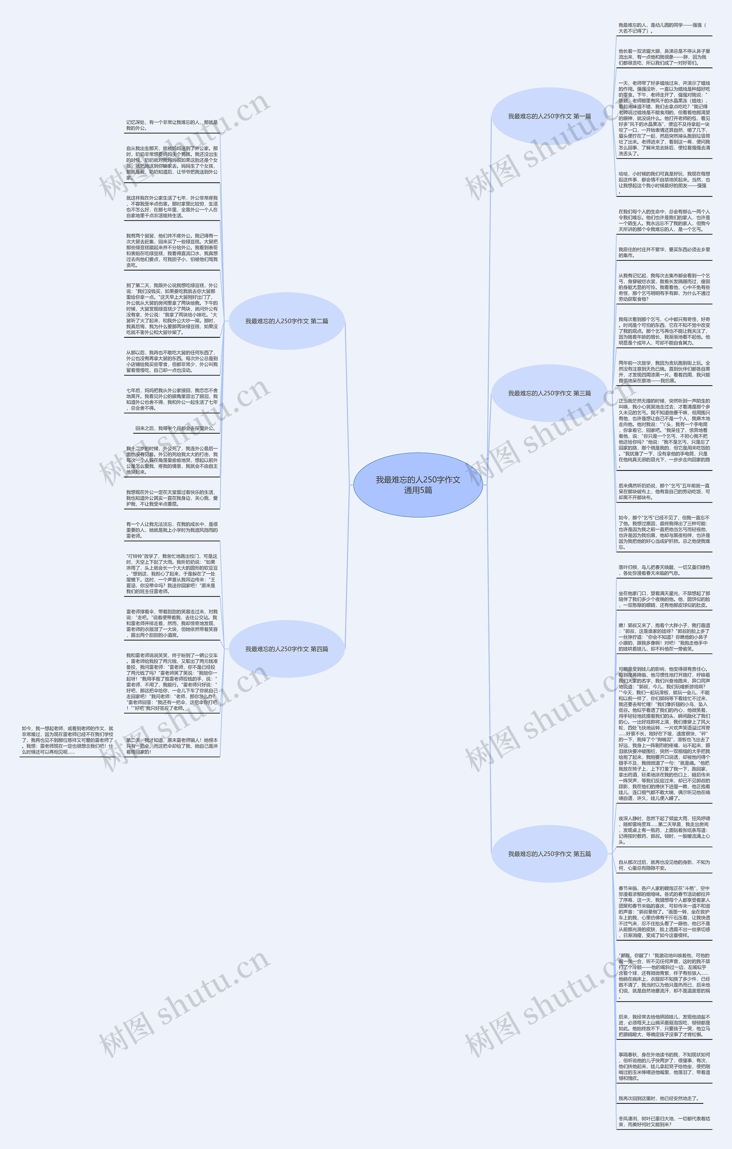 我最难忘的人250字作文通用5篇思维导图