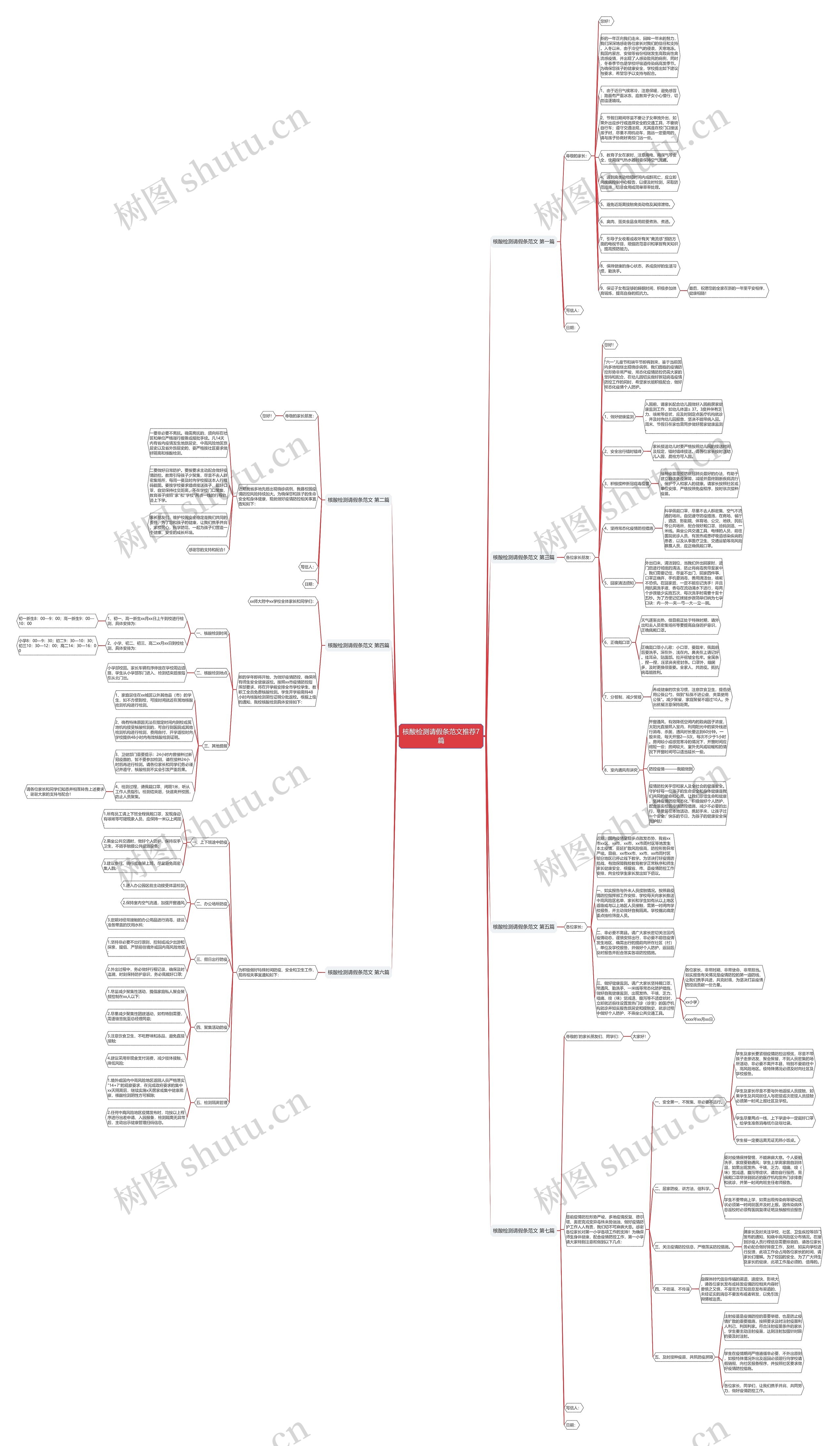 核酸检测请假条范文推荐7篇思维导图