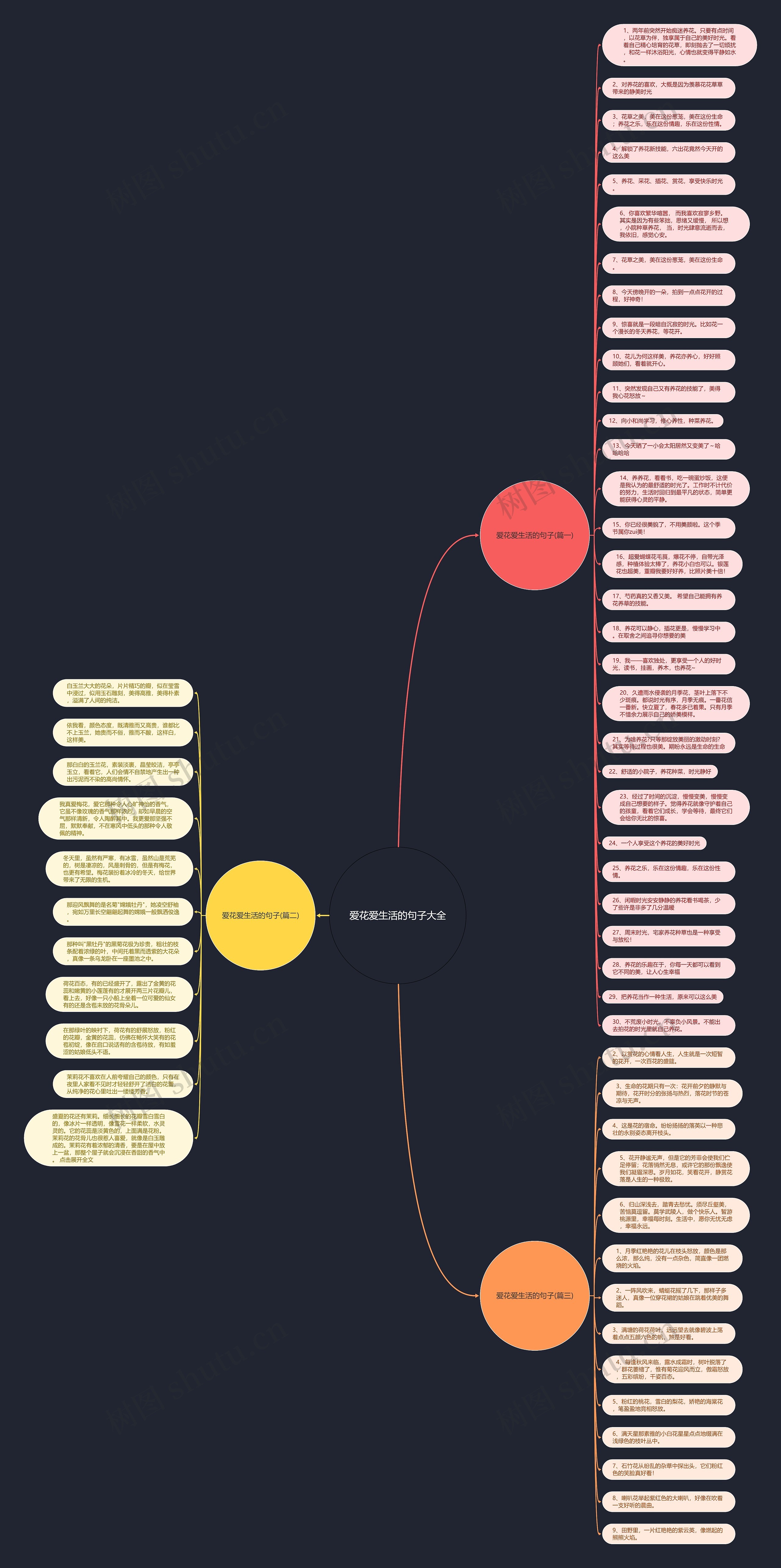 爱花爱生活的句子大全思维导图