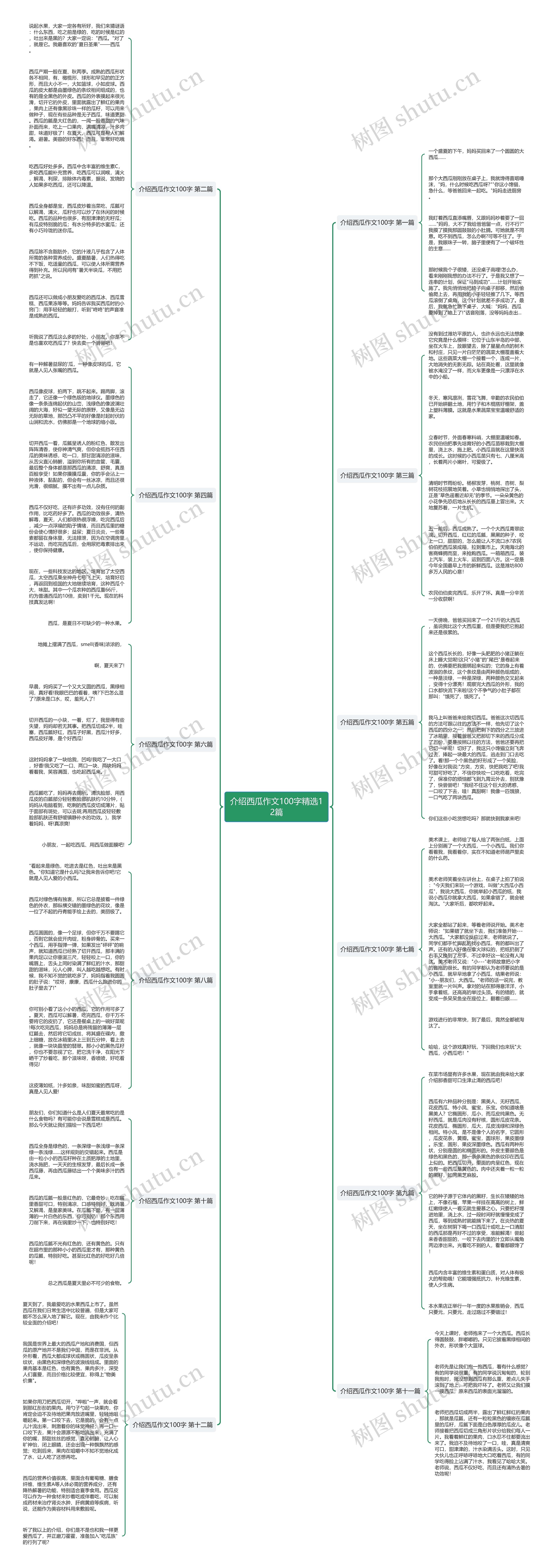 介绍西瓜作文100字精选12篇思维导图