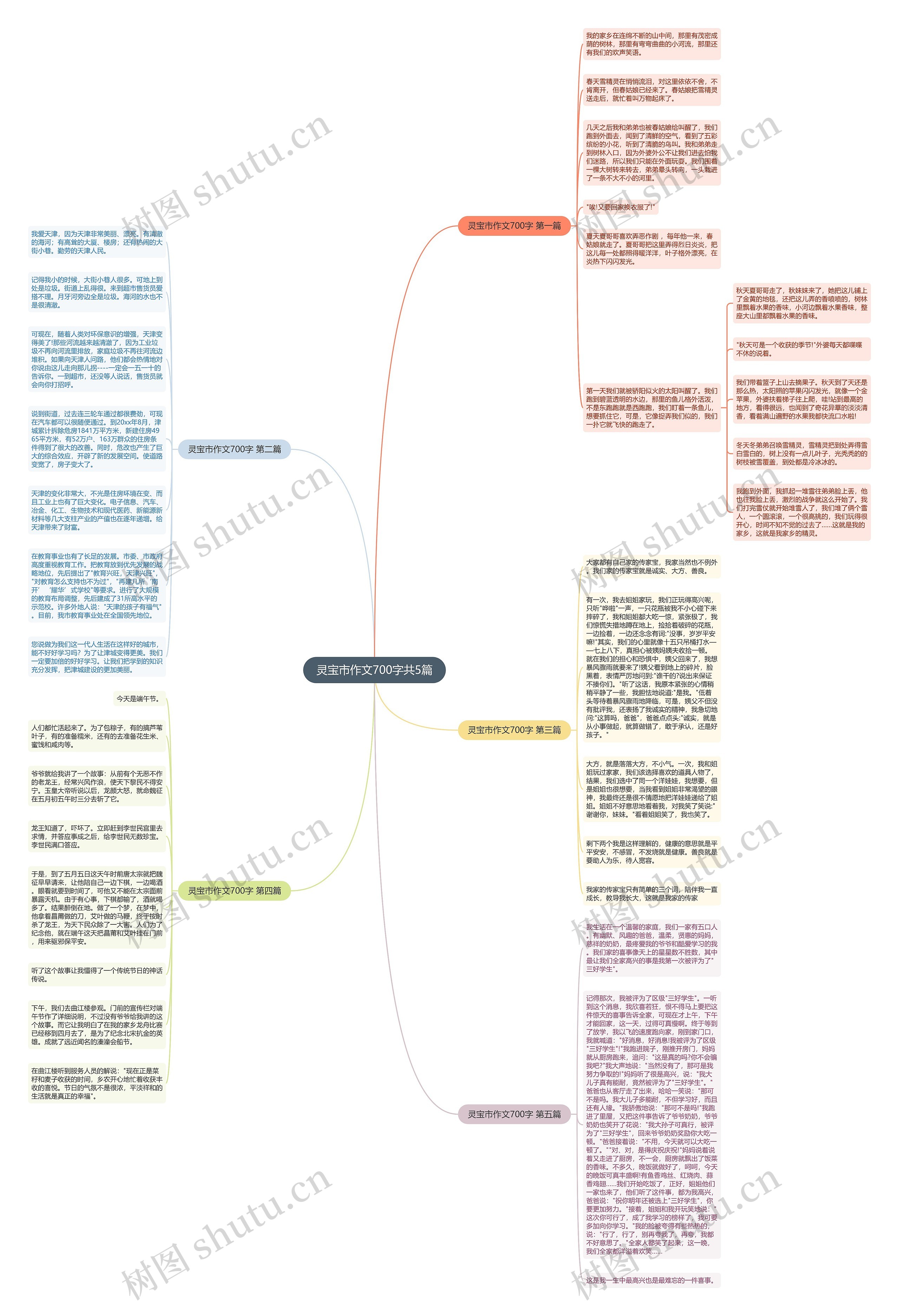 灵宝市作文700字共5篇思维导图