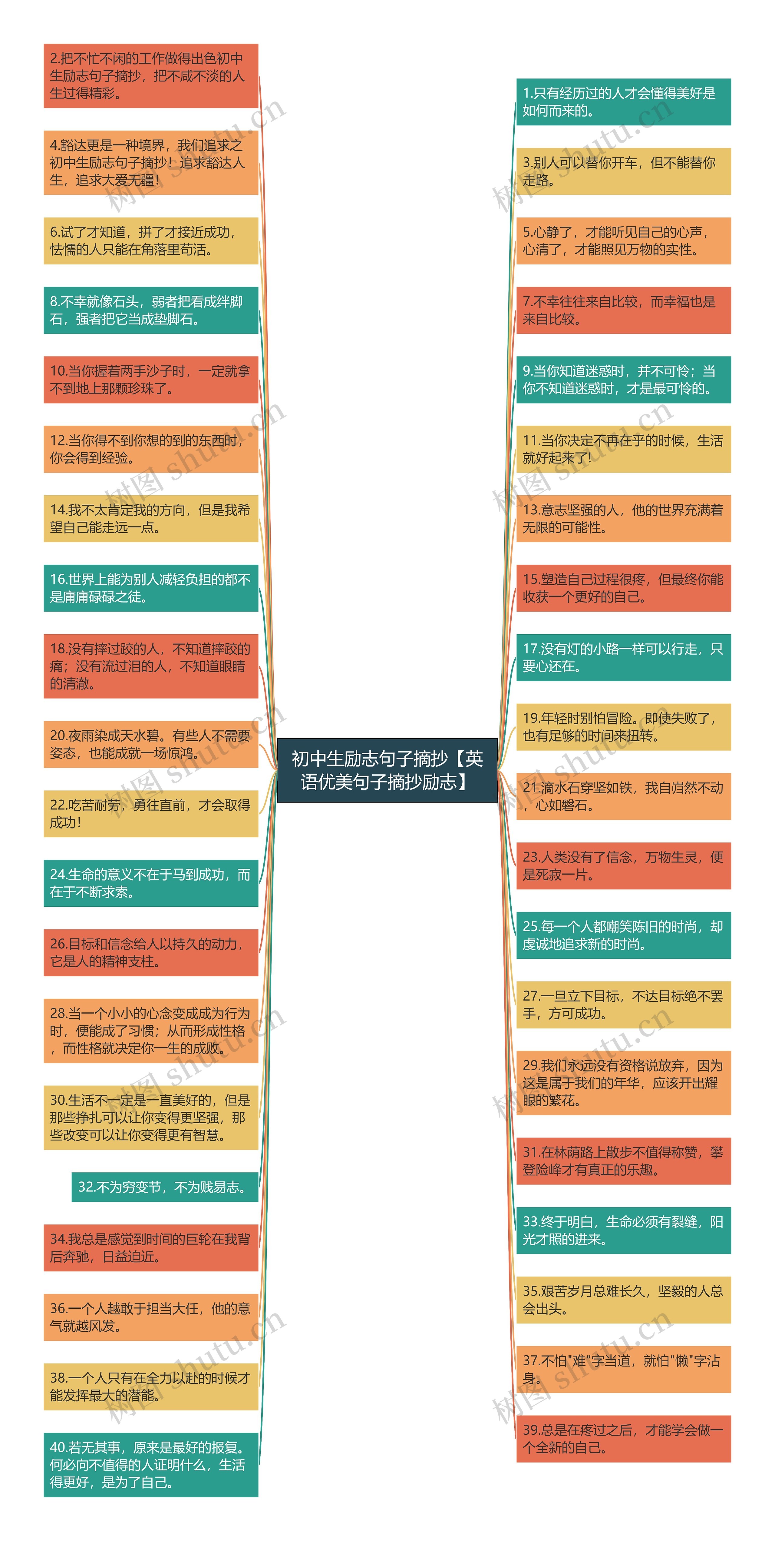 初中生励志句子摘抄【英语优美句子摘抄励志】思维导图