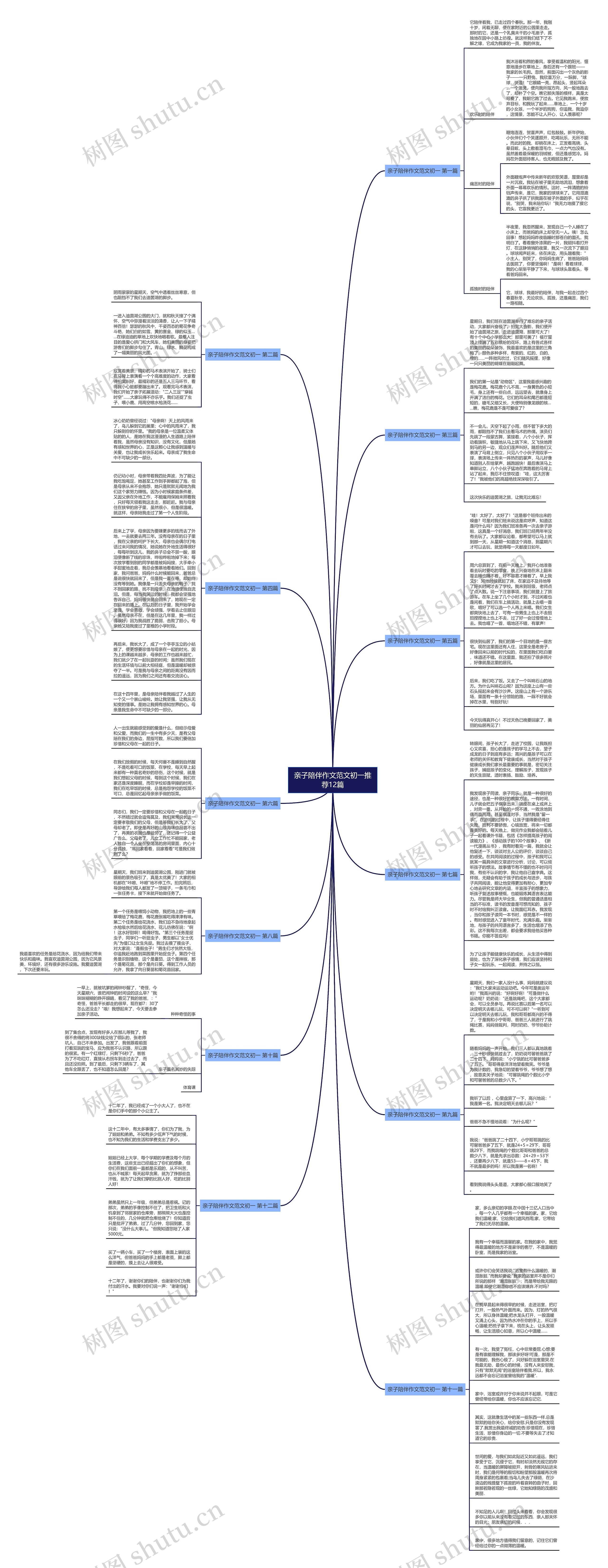 亲子陪伴作文范文初一推荐12篇思维导图