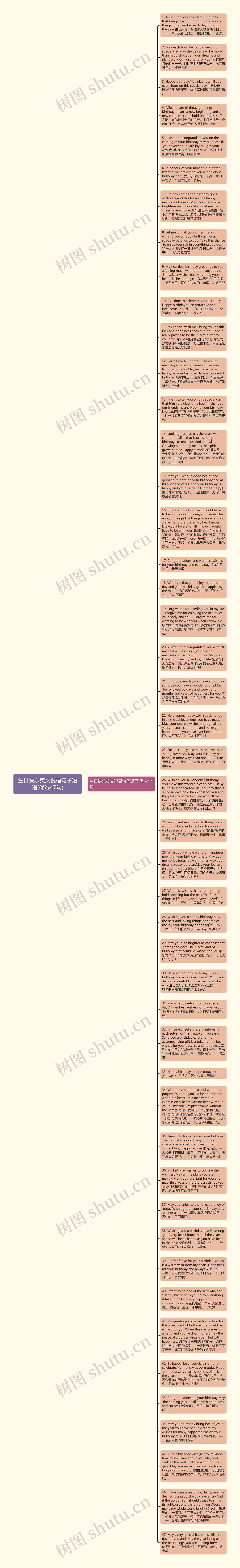 生日快乐英文祝福句子短语(优选47句)思维导图