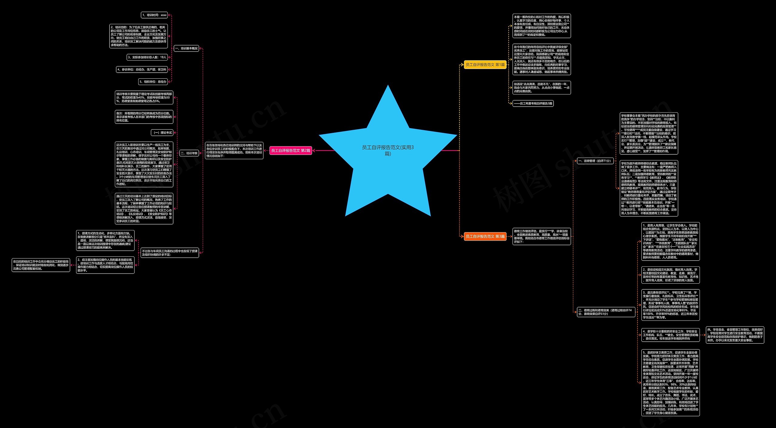 员工自评报告范文(实用3篇)思维导图
