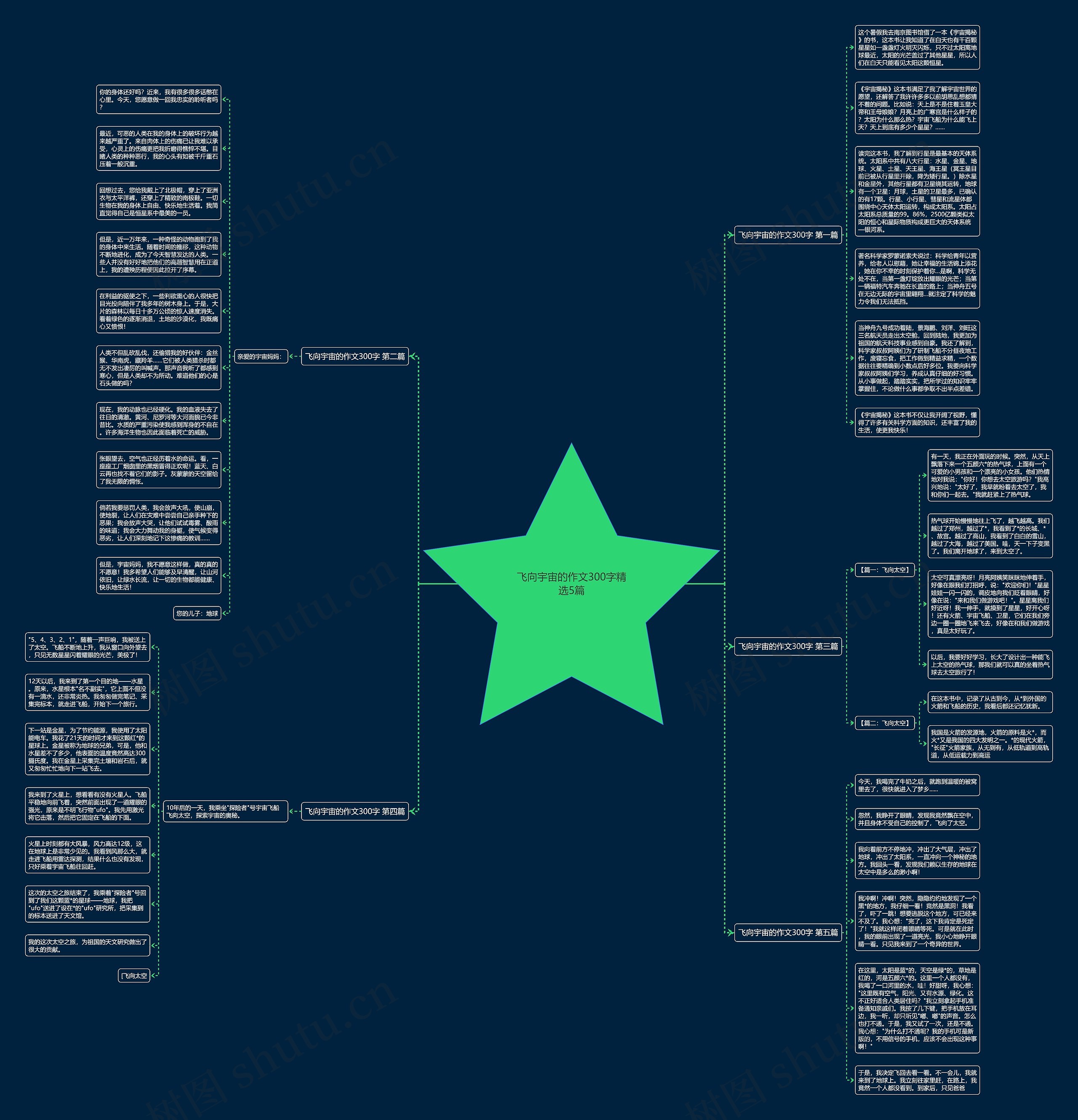 飞向宇宙的作文300字精选5篇思维导图