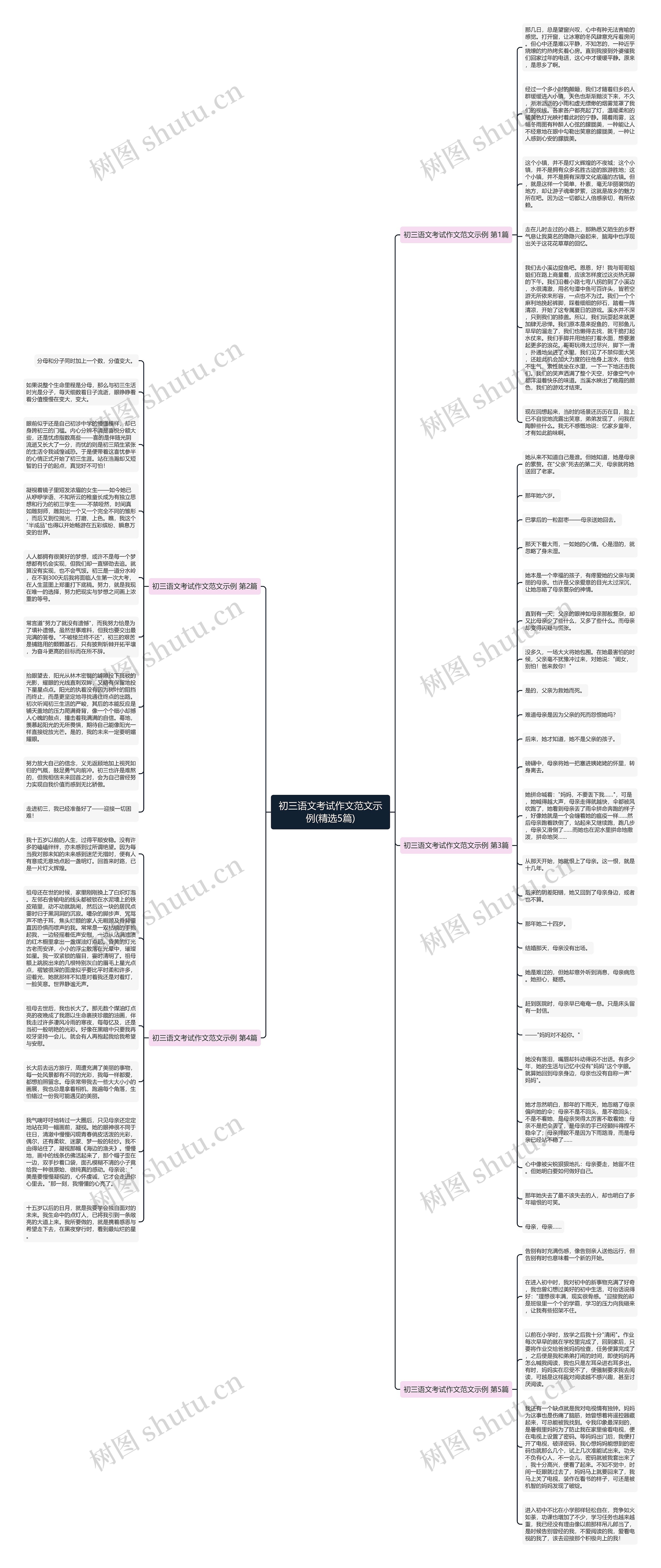 初三语文考试作文范文示例(精选5篇)思维导图