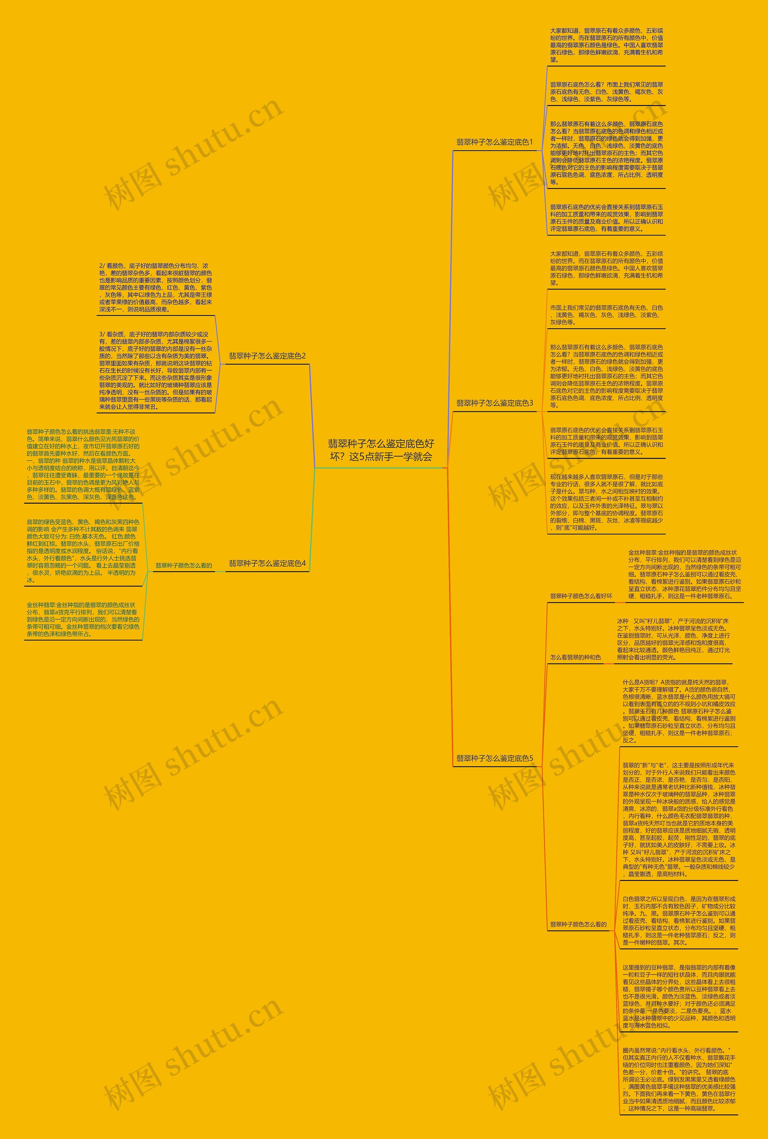 翡翠种子怎么鉴定底色好坏？这5点新手一学就会思维导图