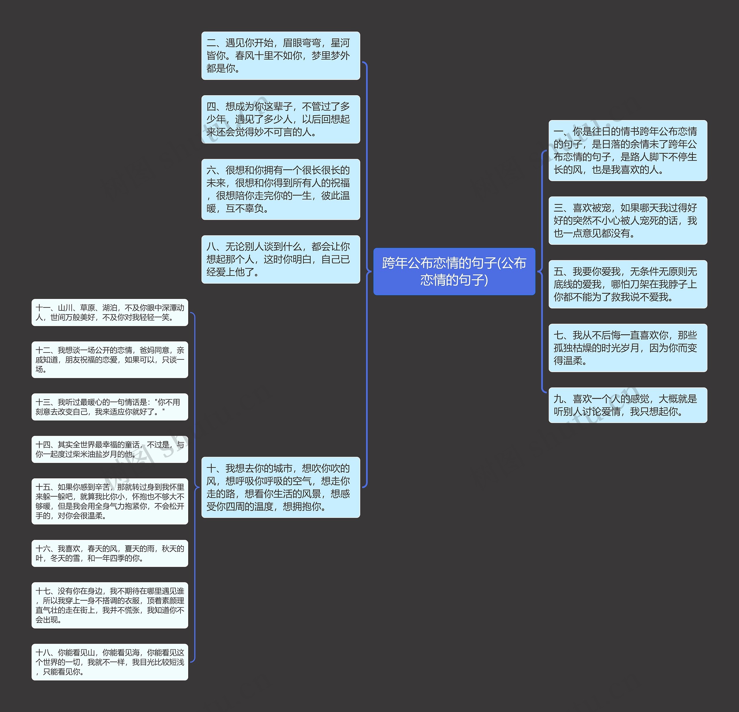 跨年公布恋情的句子(公布恋情的句子)思维导图