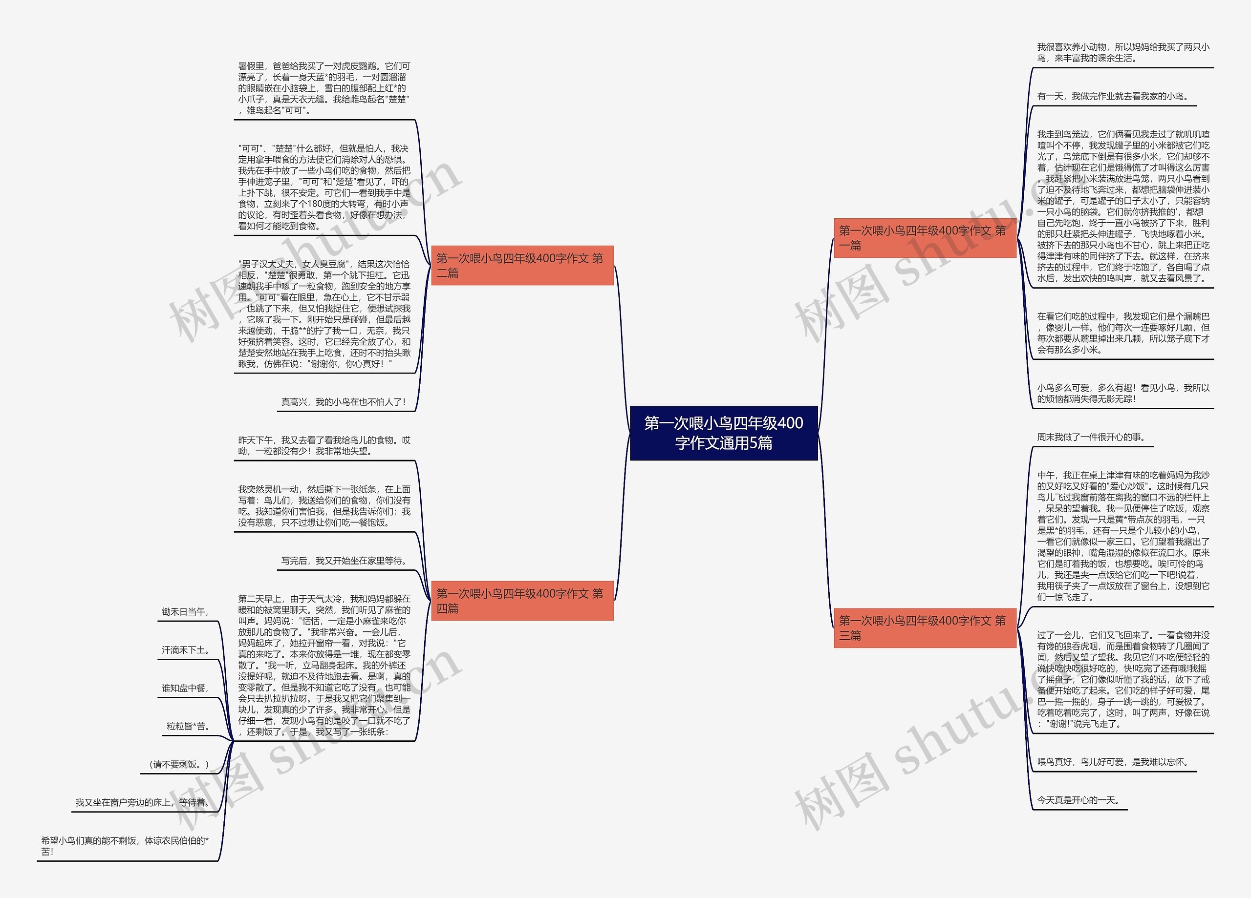 第一次喂小鸟四年级400字作文通用5篇思维导图