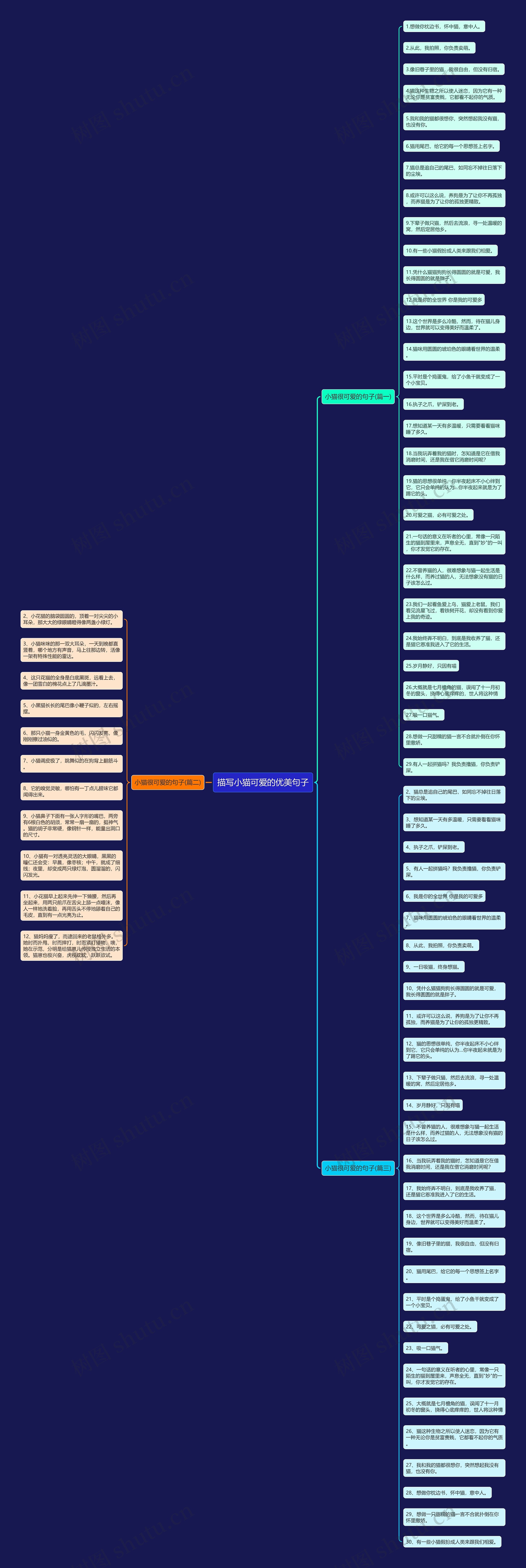 描写小猫可爱的优美句子思维导图