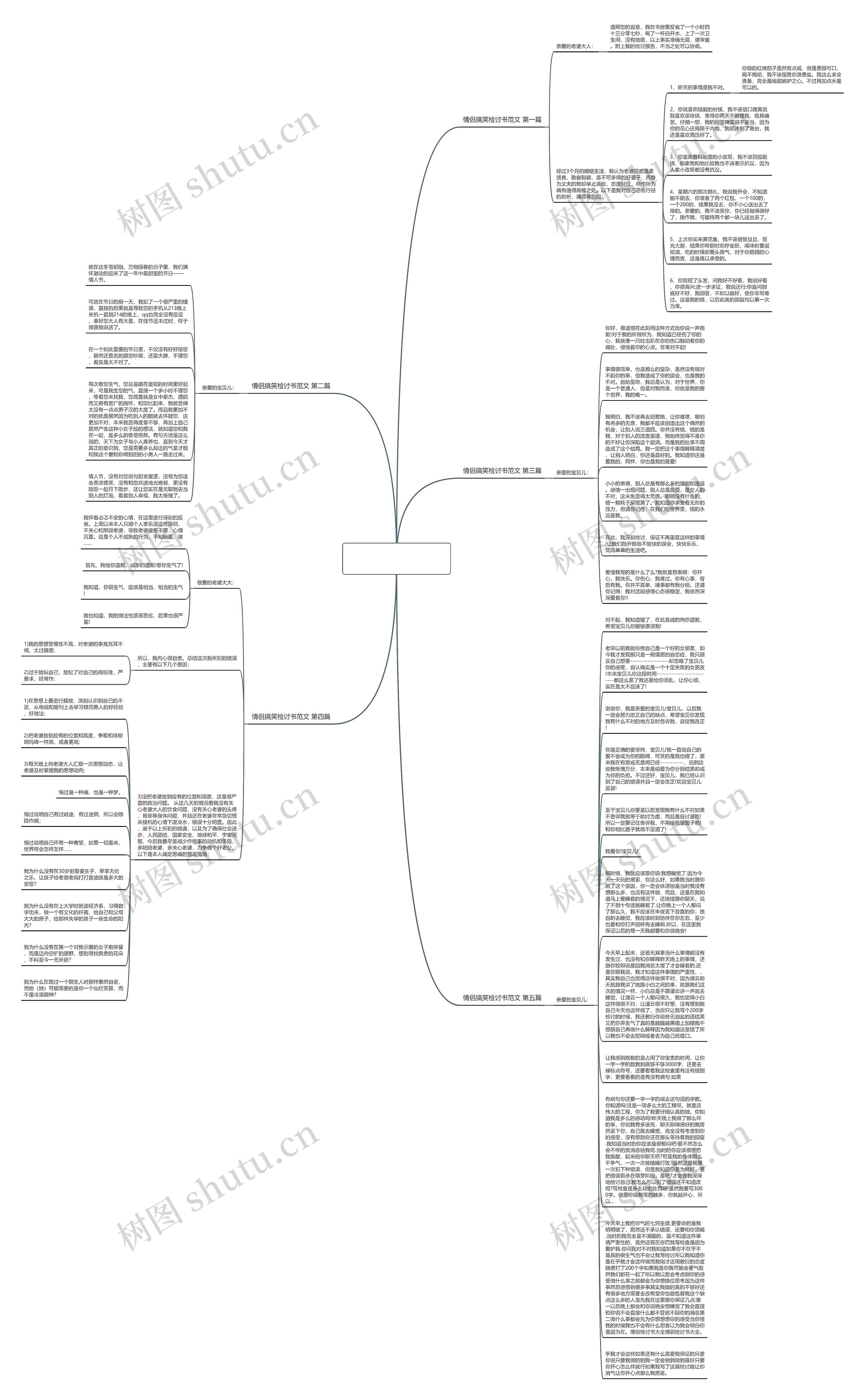 情侣搞笑检讨书范文通用5篇思维导图