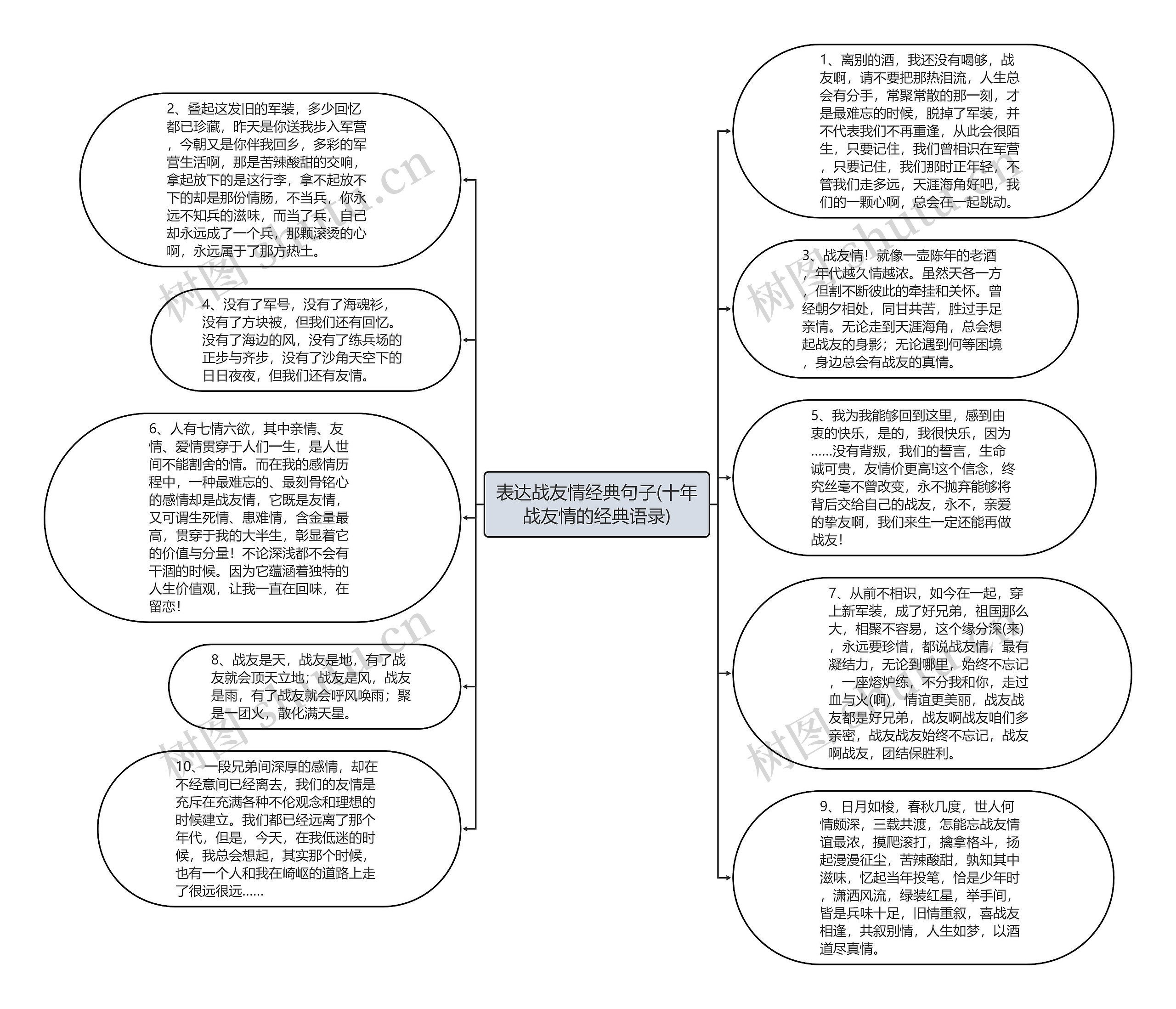 表达战友情经典句子(十年战友情的经典语录)思维导图