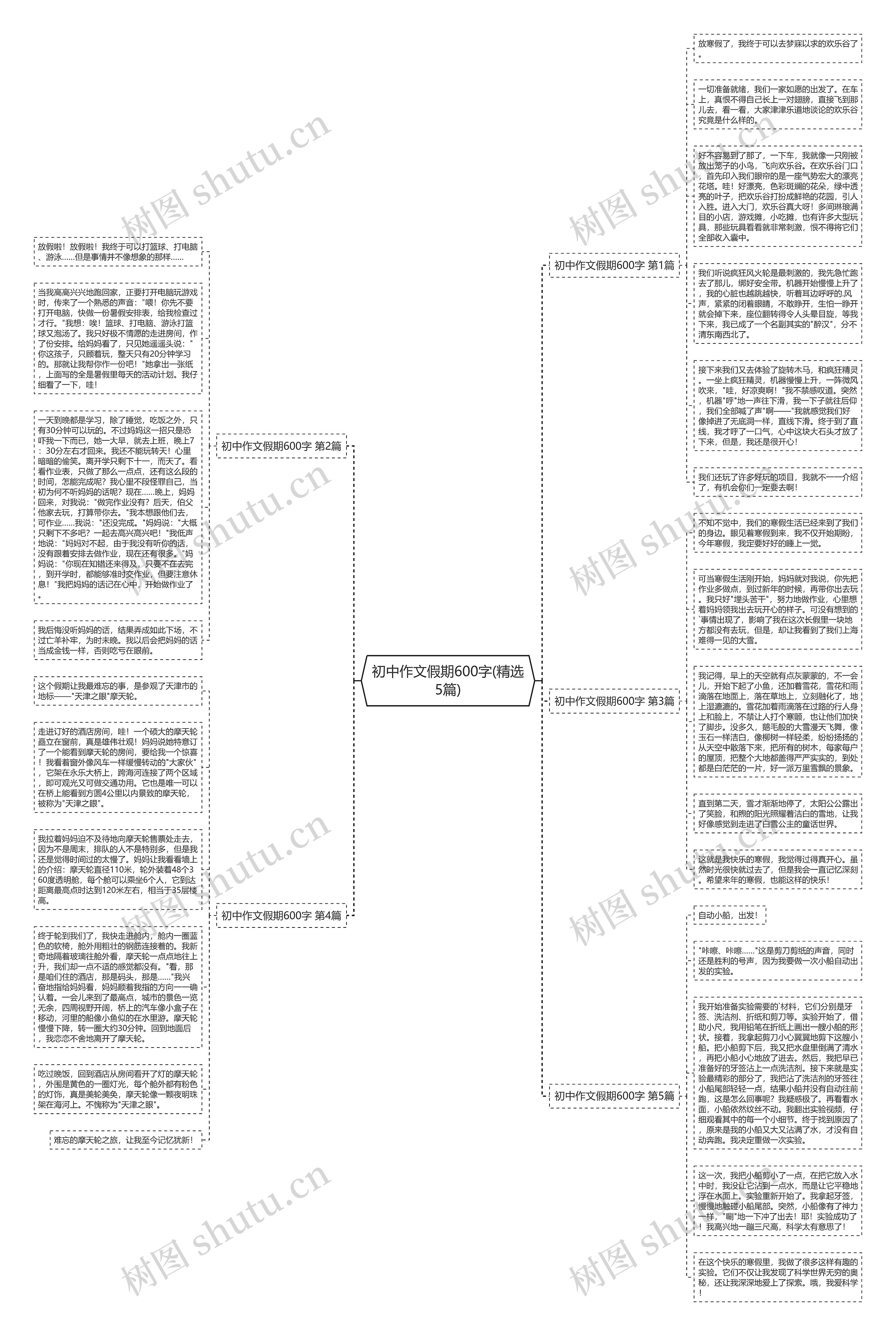 初中作文假期600字(精选5篇)思维导图