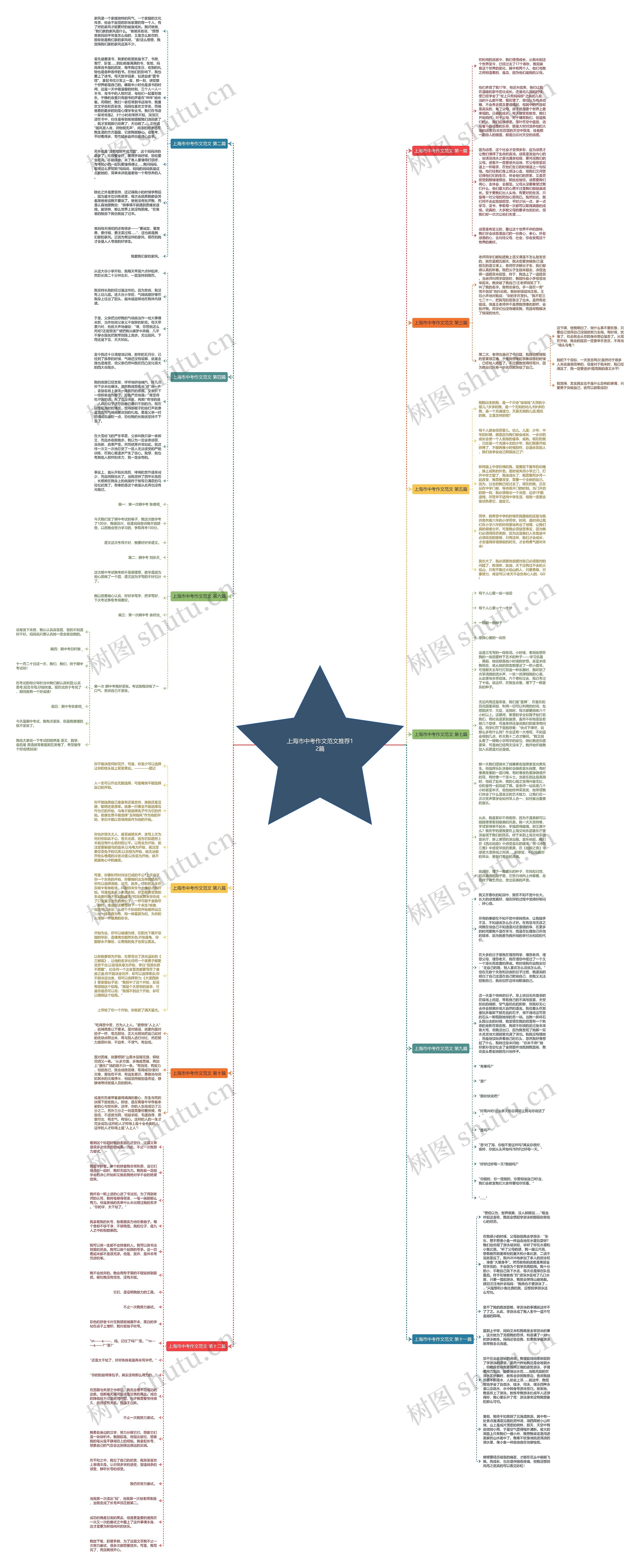 上海市中考作文范文推荐12篇思维导图