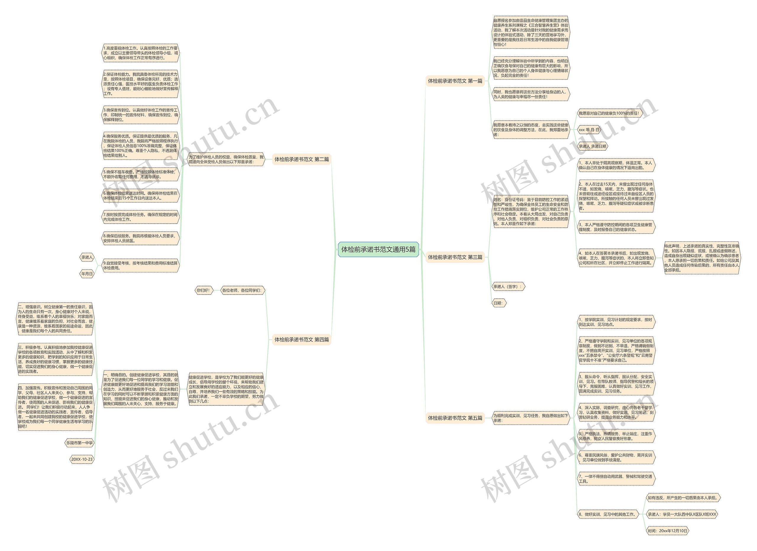 体检前承诺书范文通用5篇思维导图