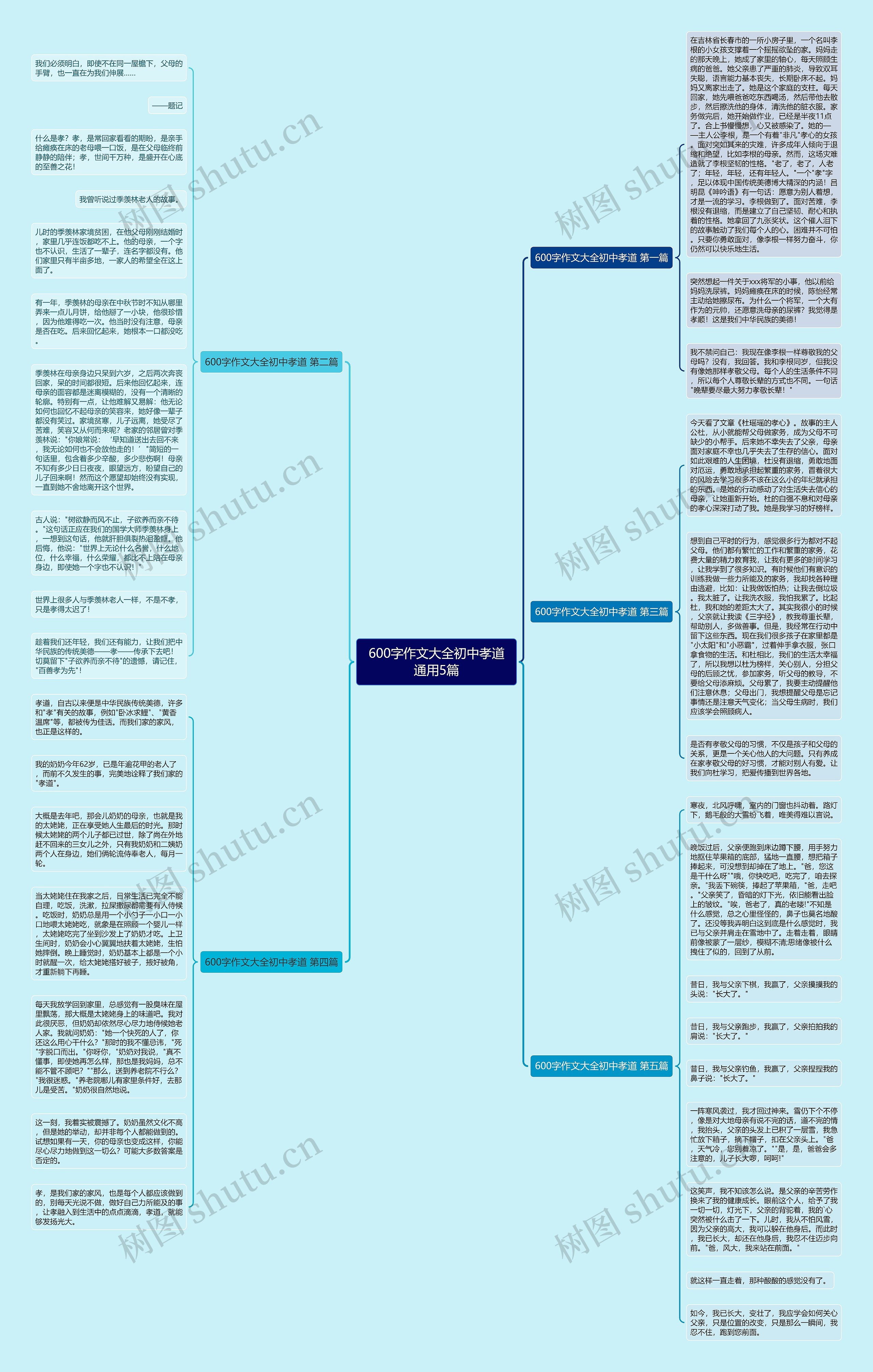 600字作文大全初中孝道通用5篇思维导图