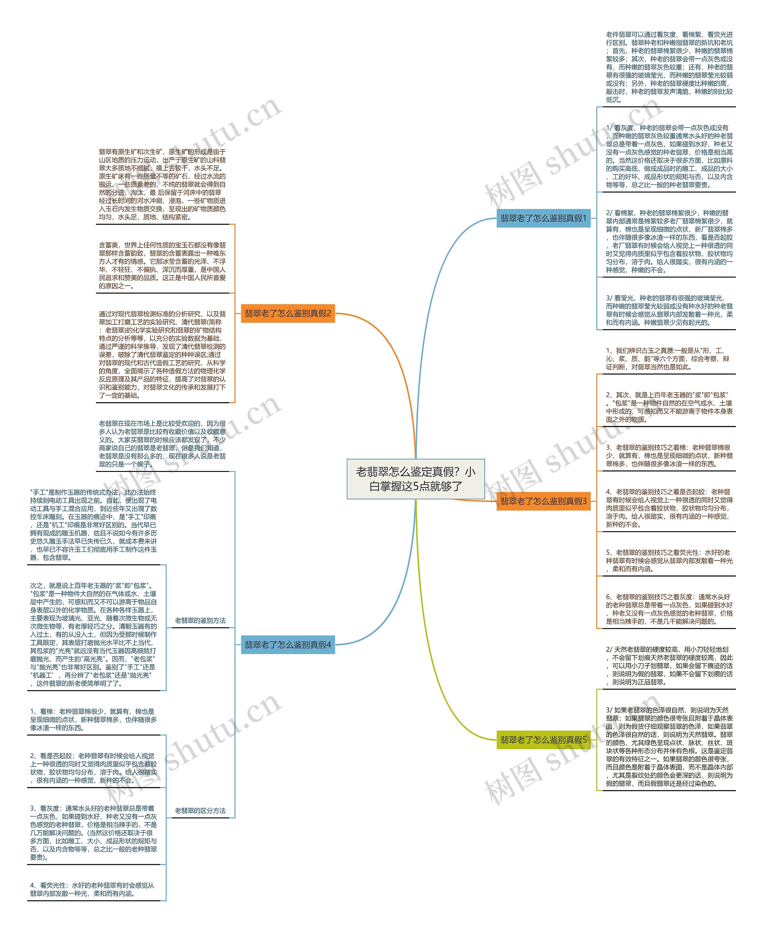 老翡翠怎么鉴定真假？小白掌握这5点就够了思维导图