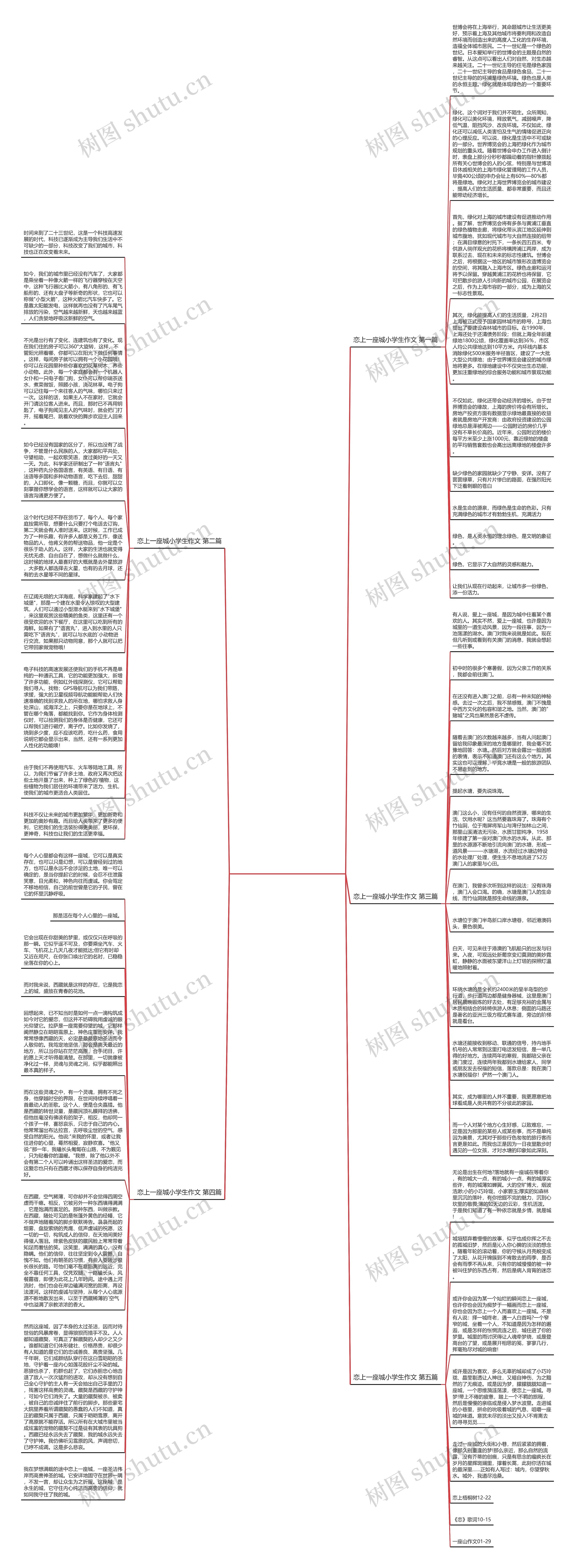 恋上一座城小学生作文优选5篇思维导图