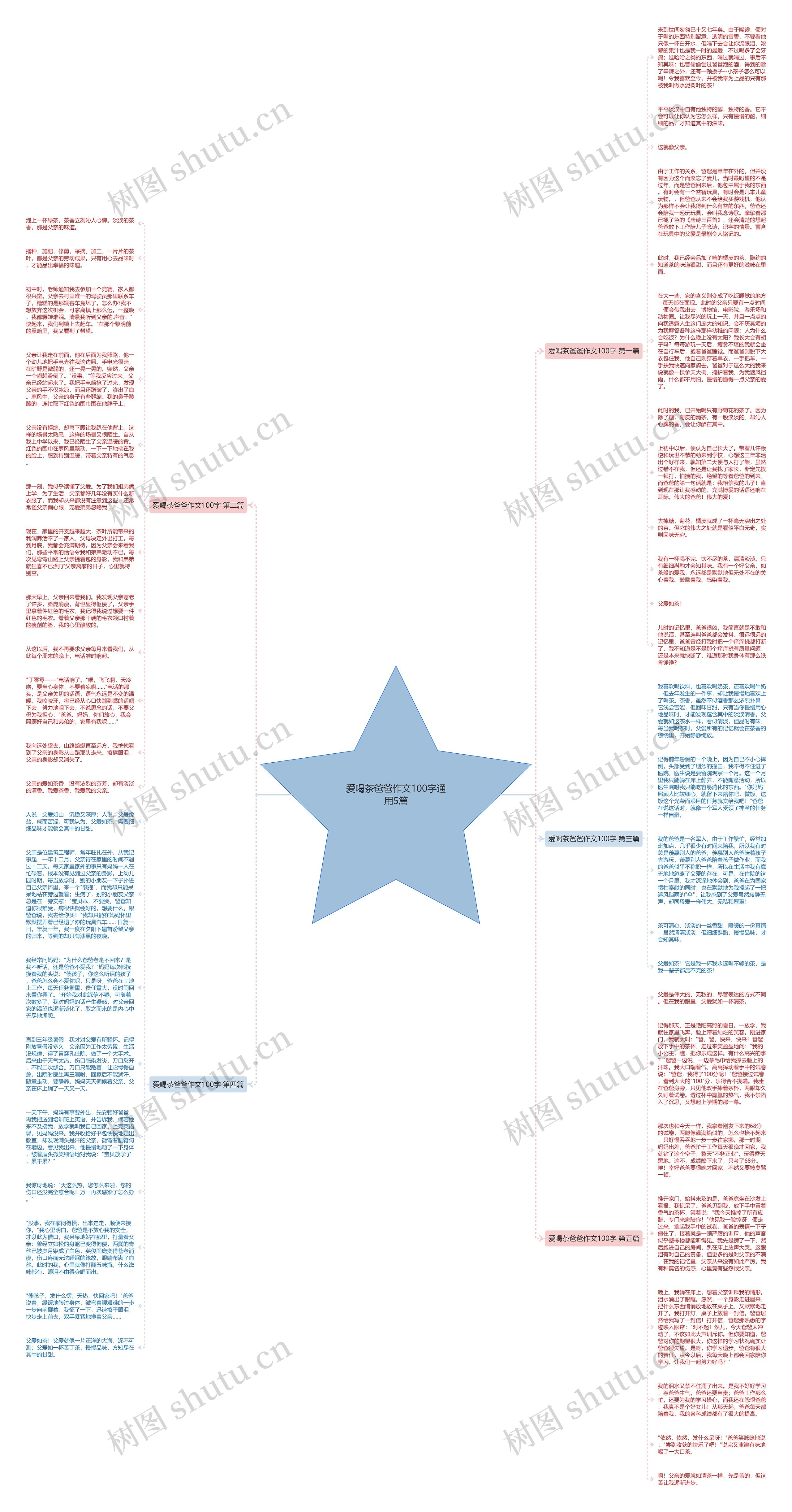 爱喝茶爸爸作文100字通用5篇思维导图