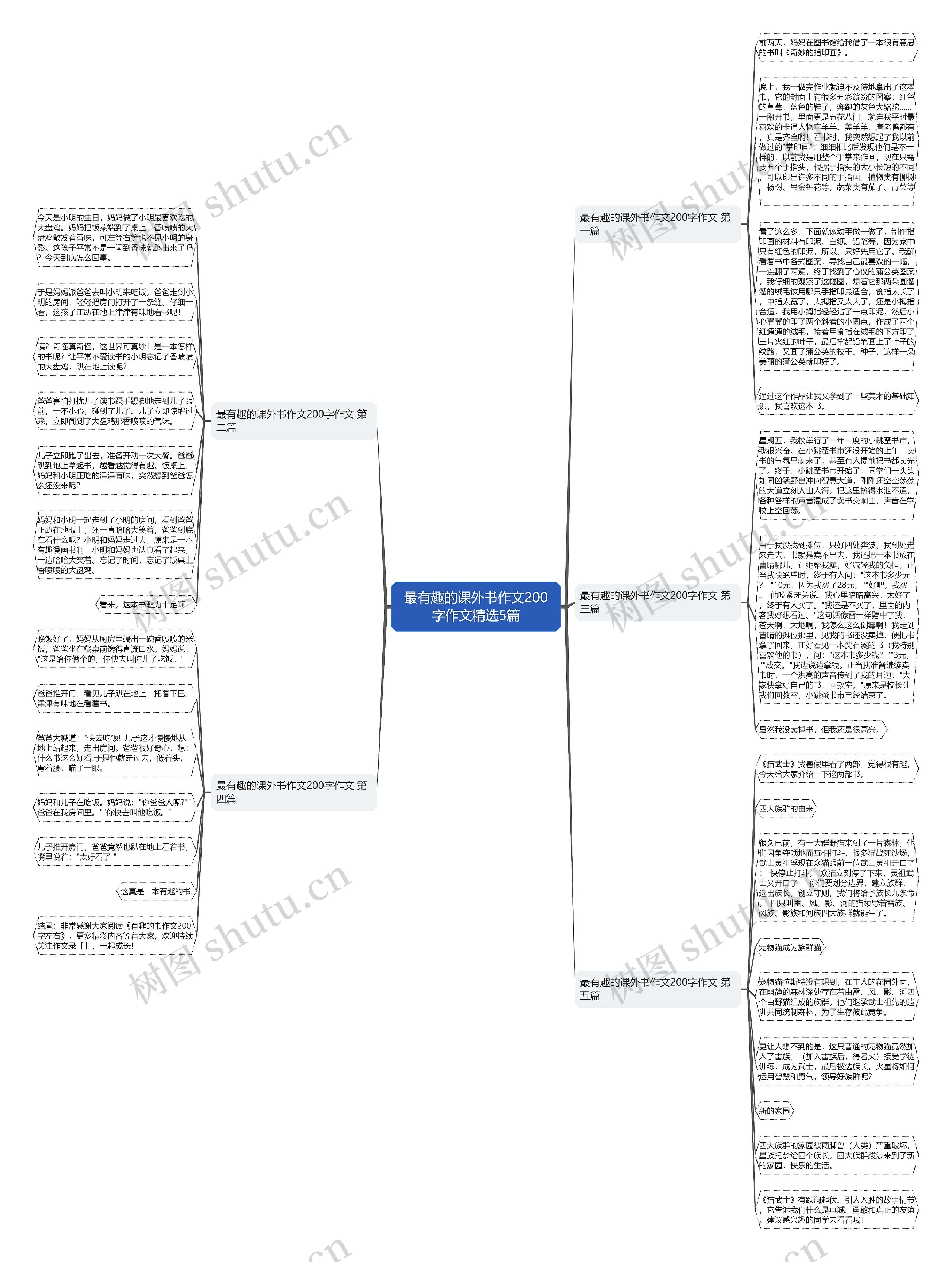 最有趣的课外书作文200字作文精选5篇思维导图