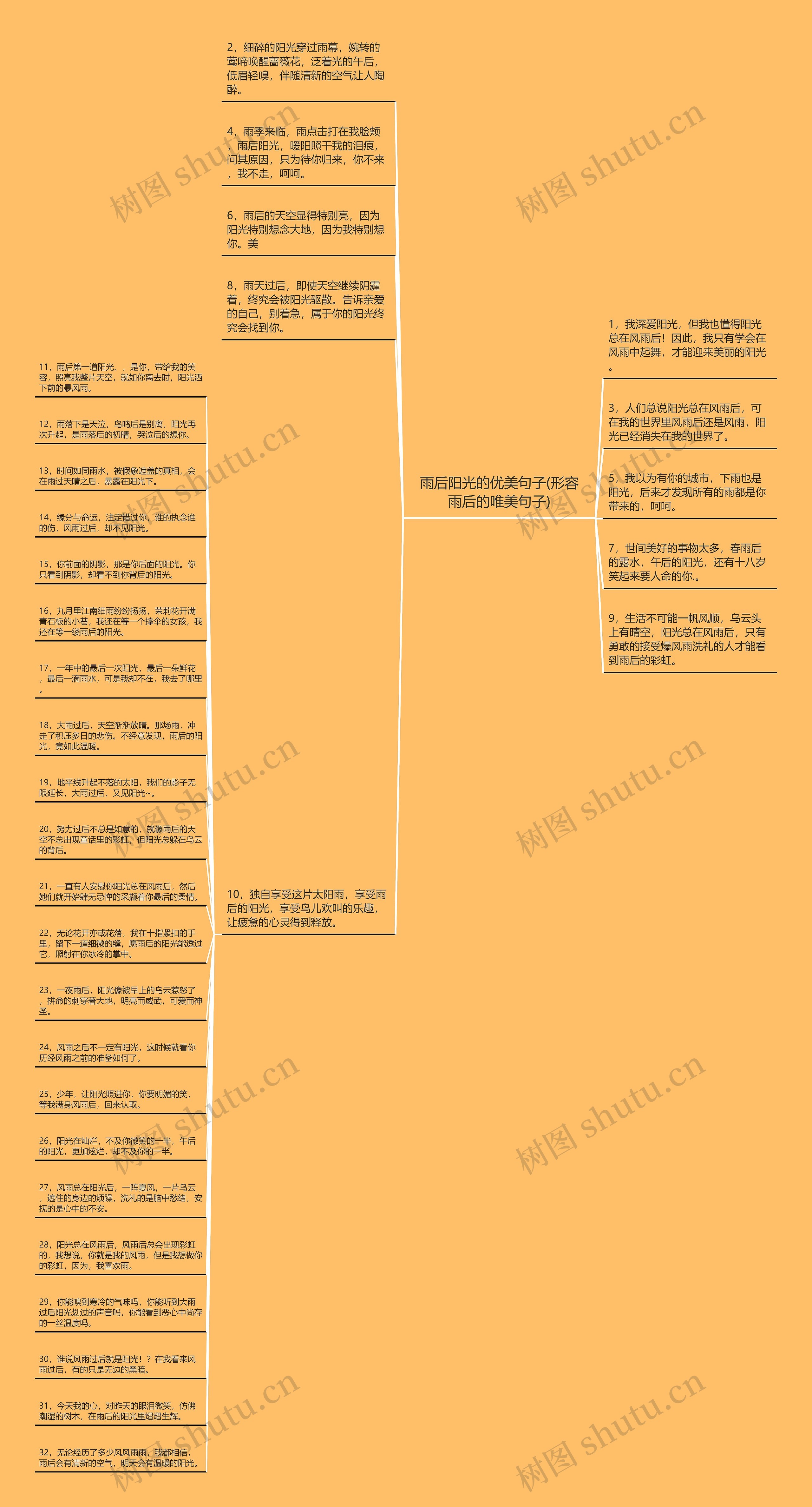 雨后阳光的优美句子(形容雨后的唯美句子)思维导图