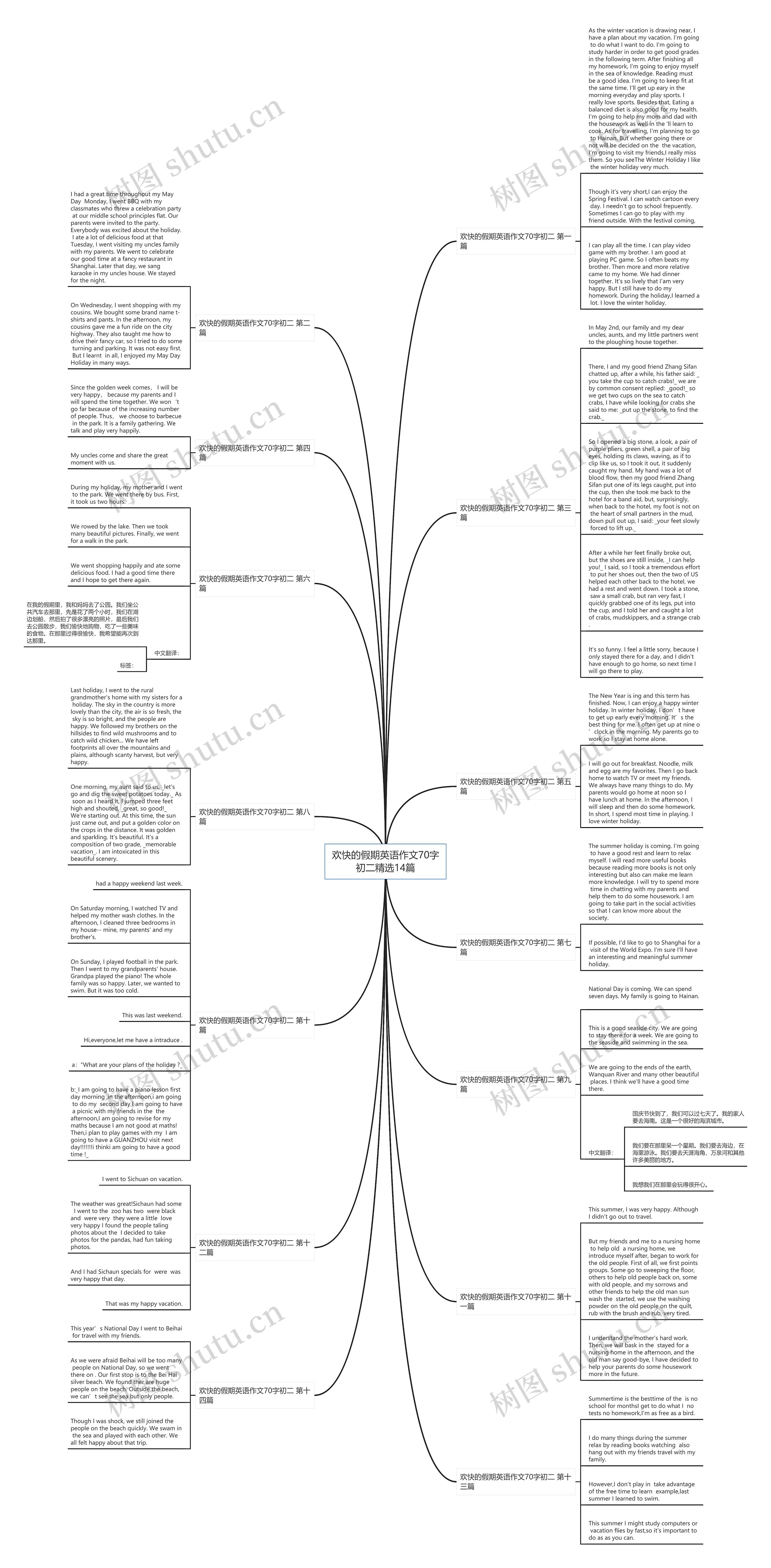 欢快的假期英语作文70字初二精选14篇思维导图