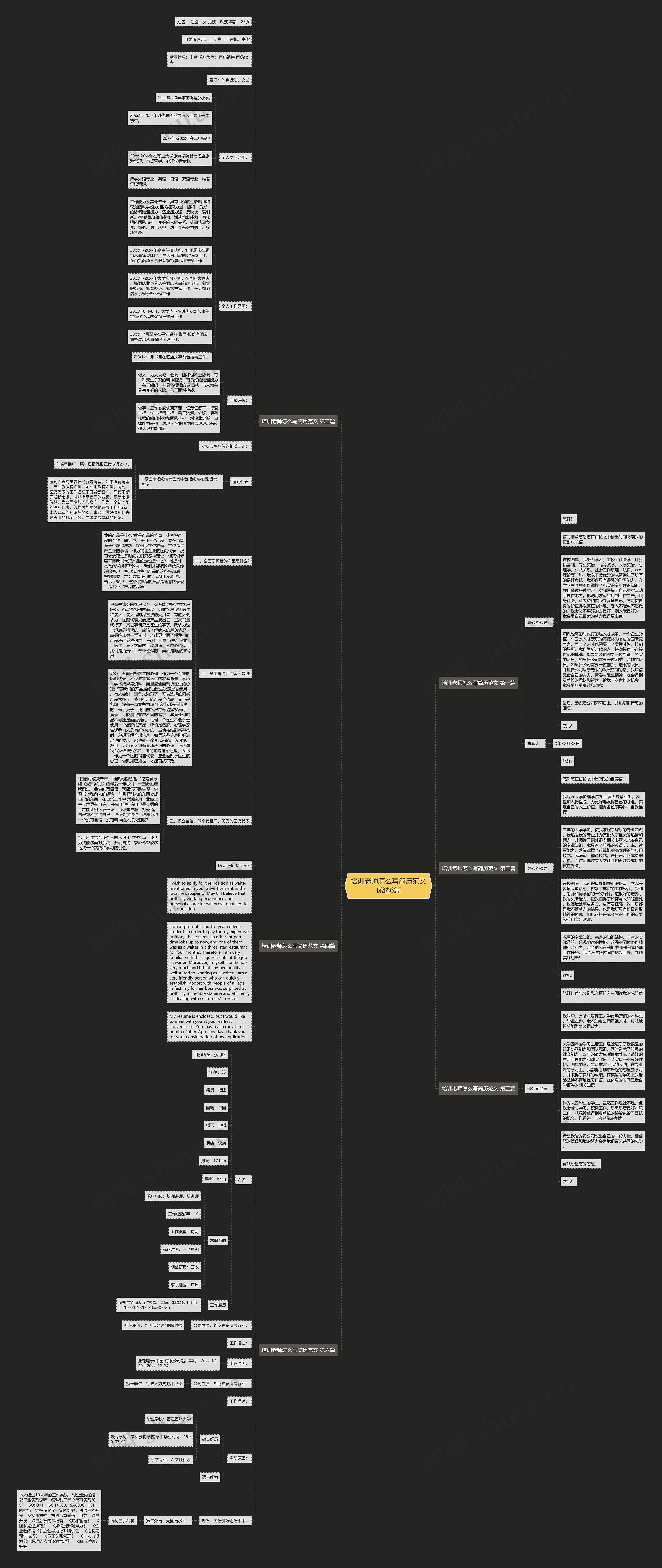 培训老师怎么写简历范文优选6篇思维导图