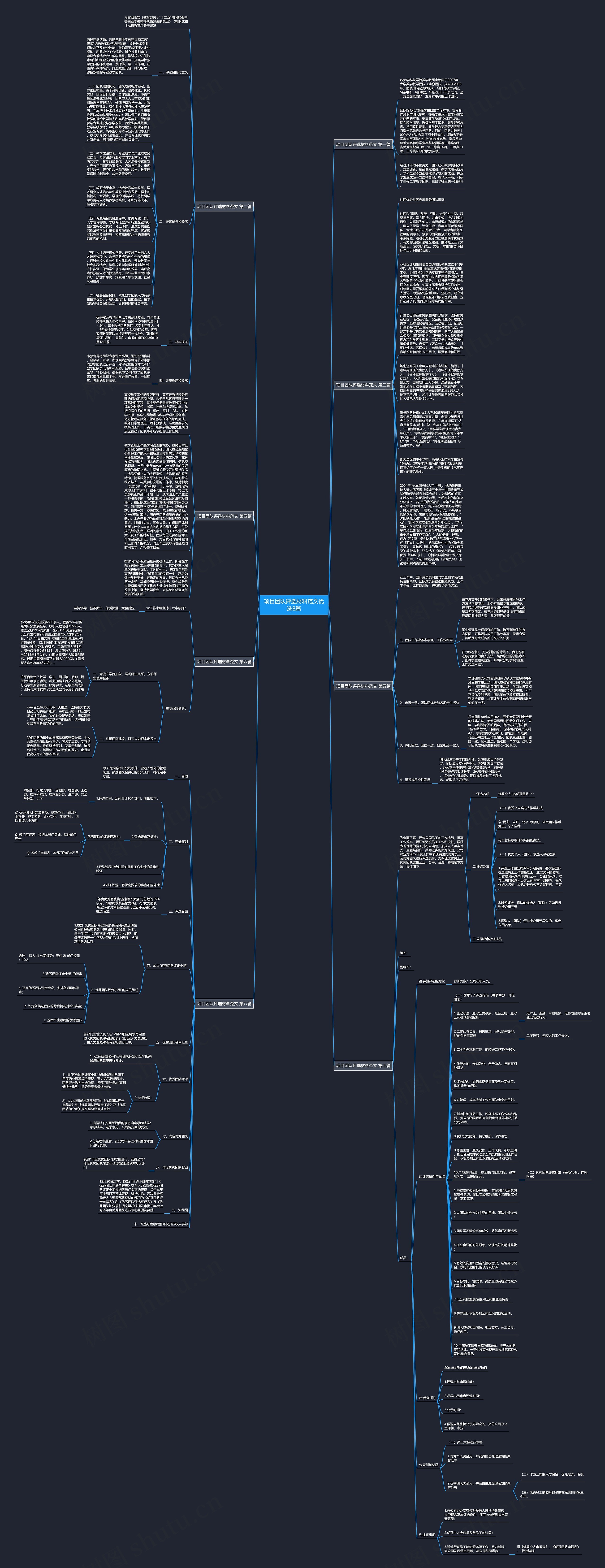 项目团队评选材料范文优选8篇思维导图