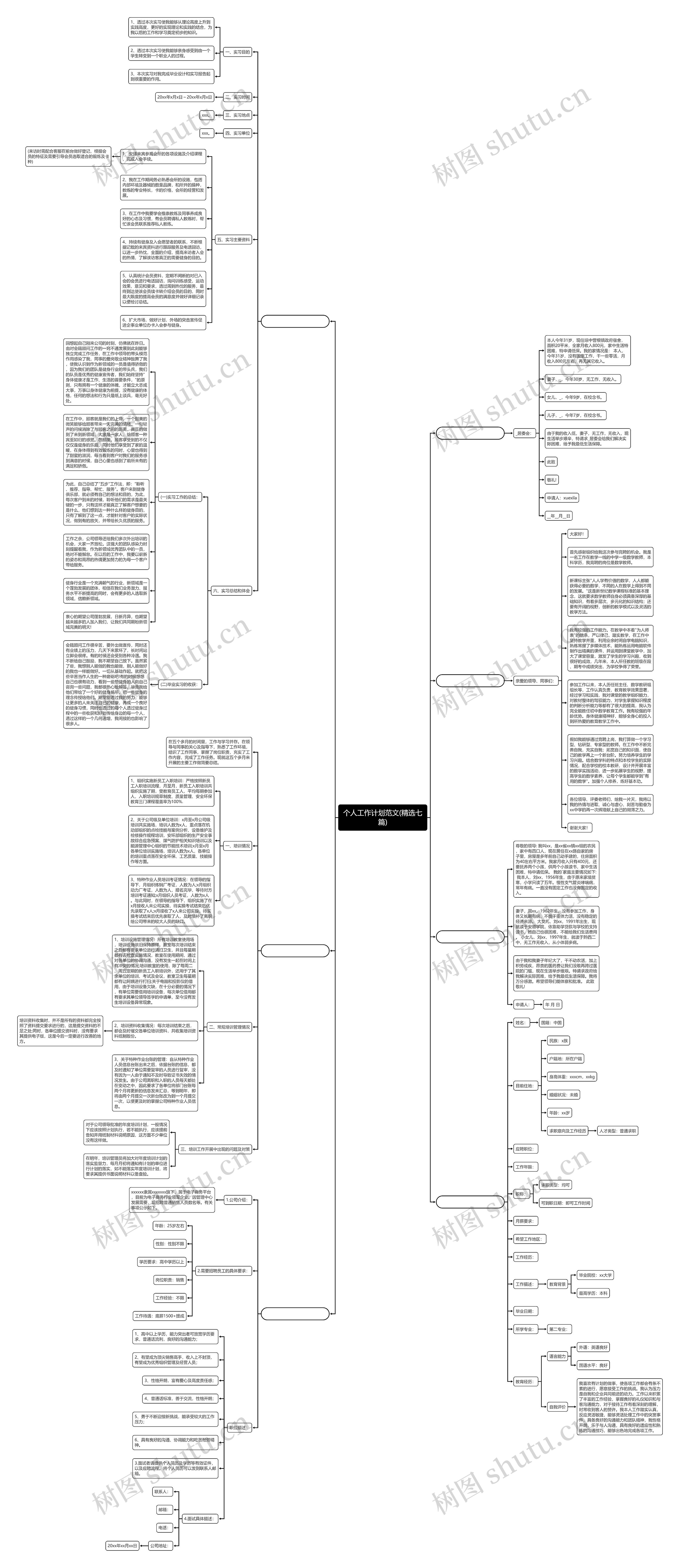 个人工作计划范文(精选七篇)思维导图