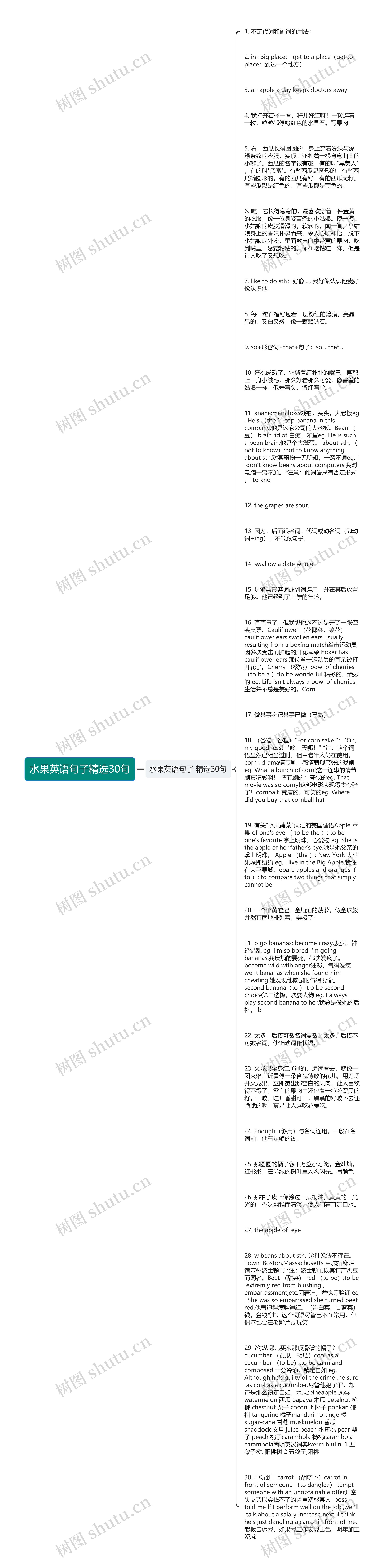 水果英语句子精选30句思维导图