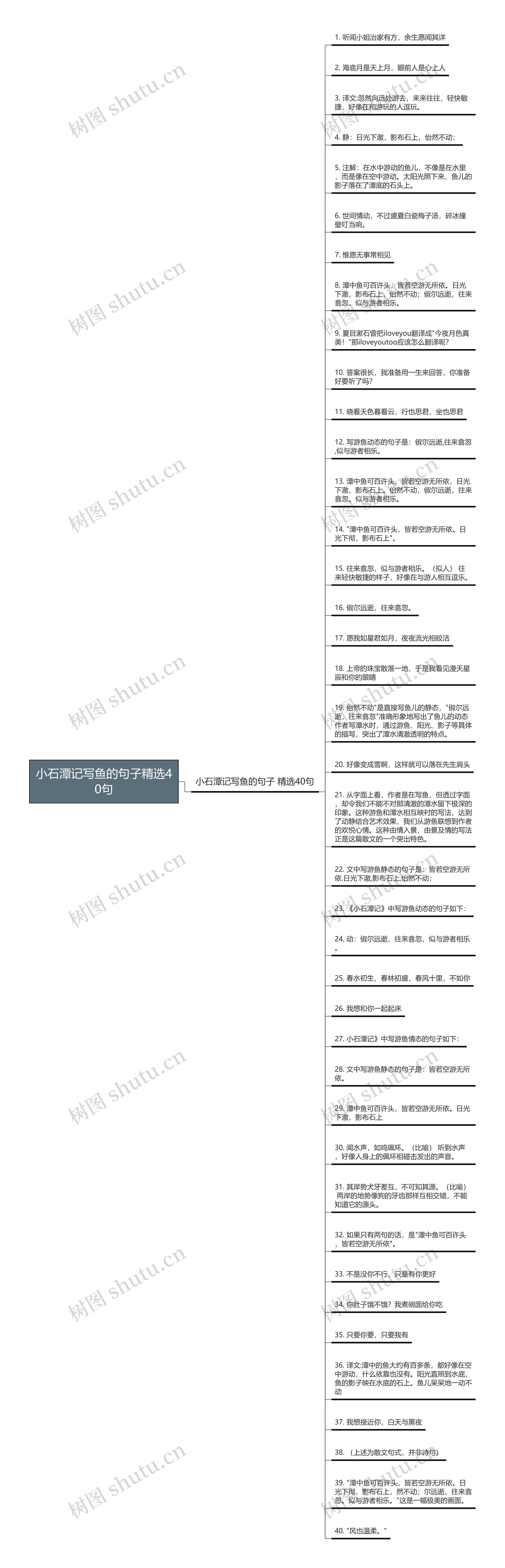 小石潭记写鱼的句子精选40句思维导图