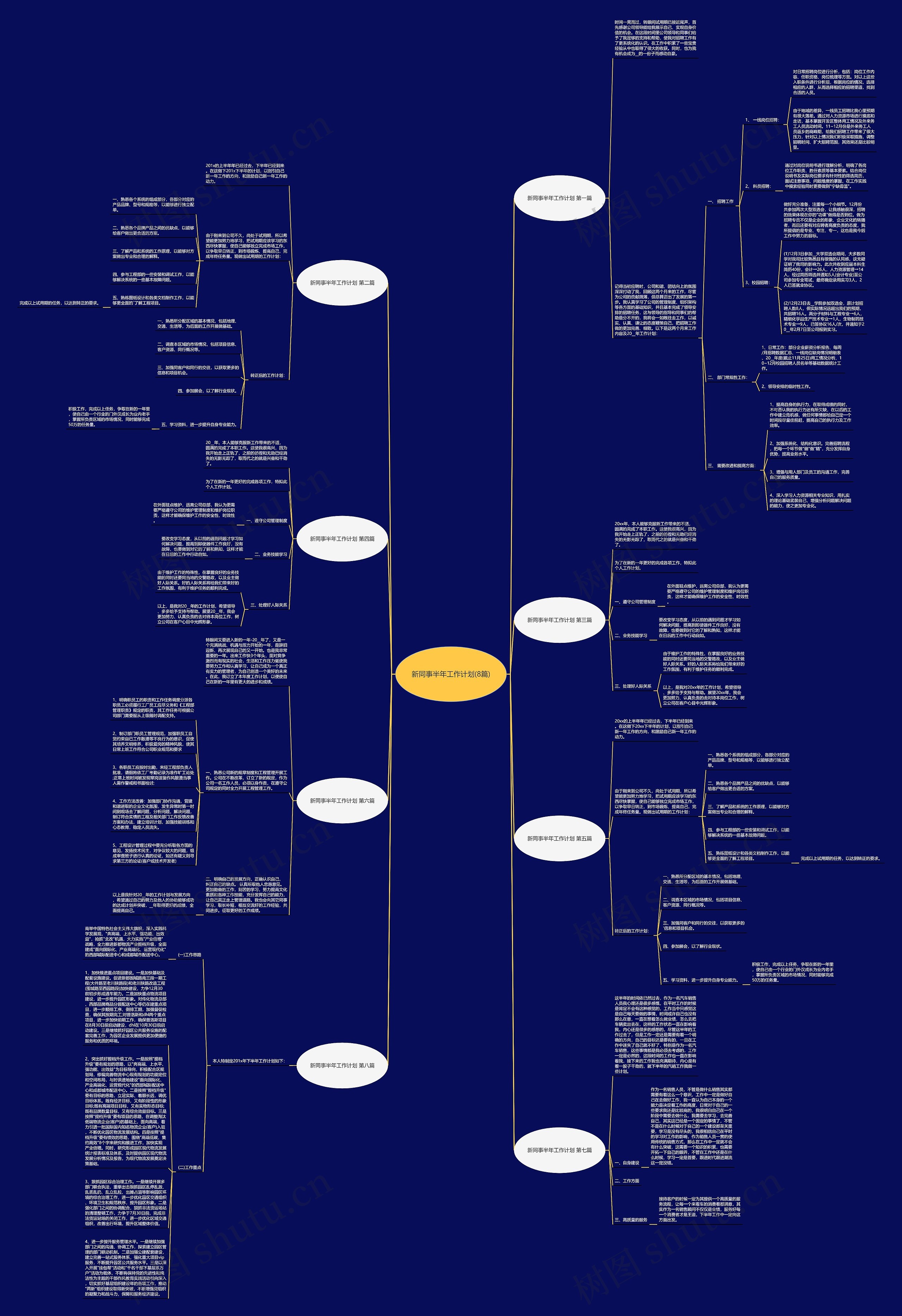 新同事半年工作计划(8篇)思维导图