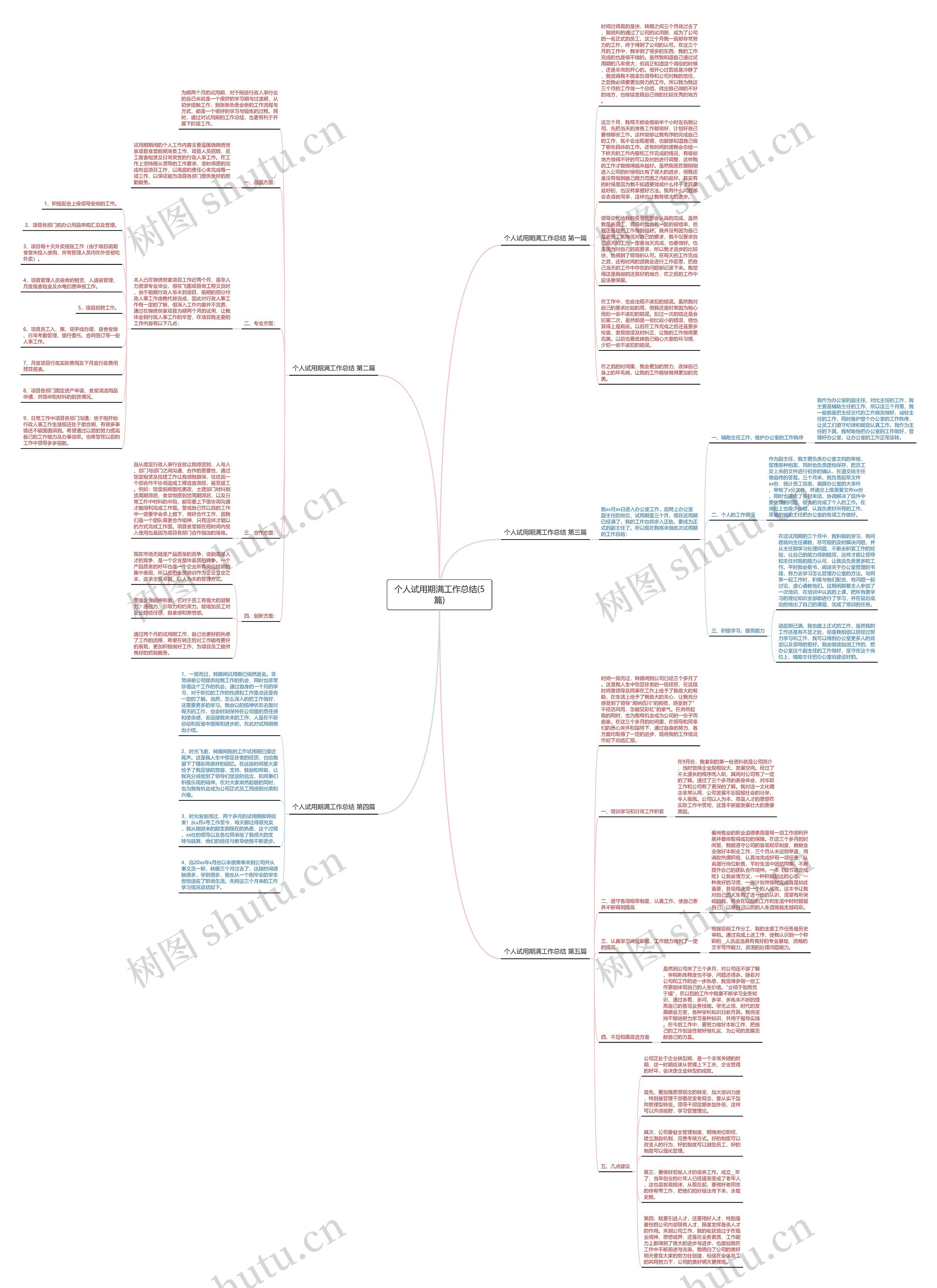 个人试用期满工作总结(5篇)思维导图